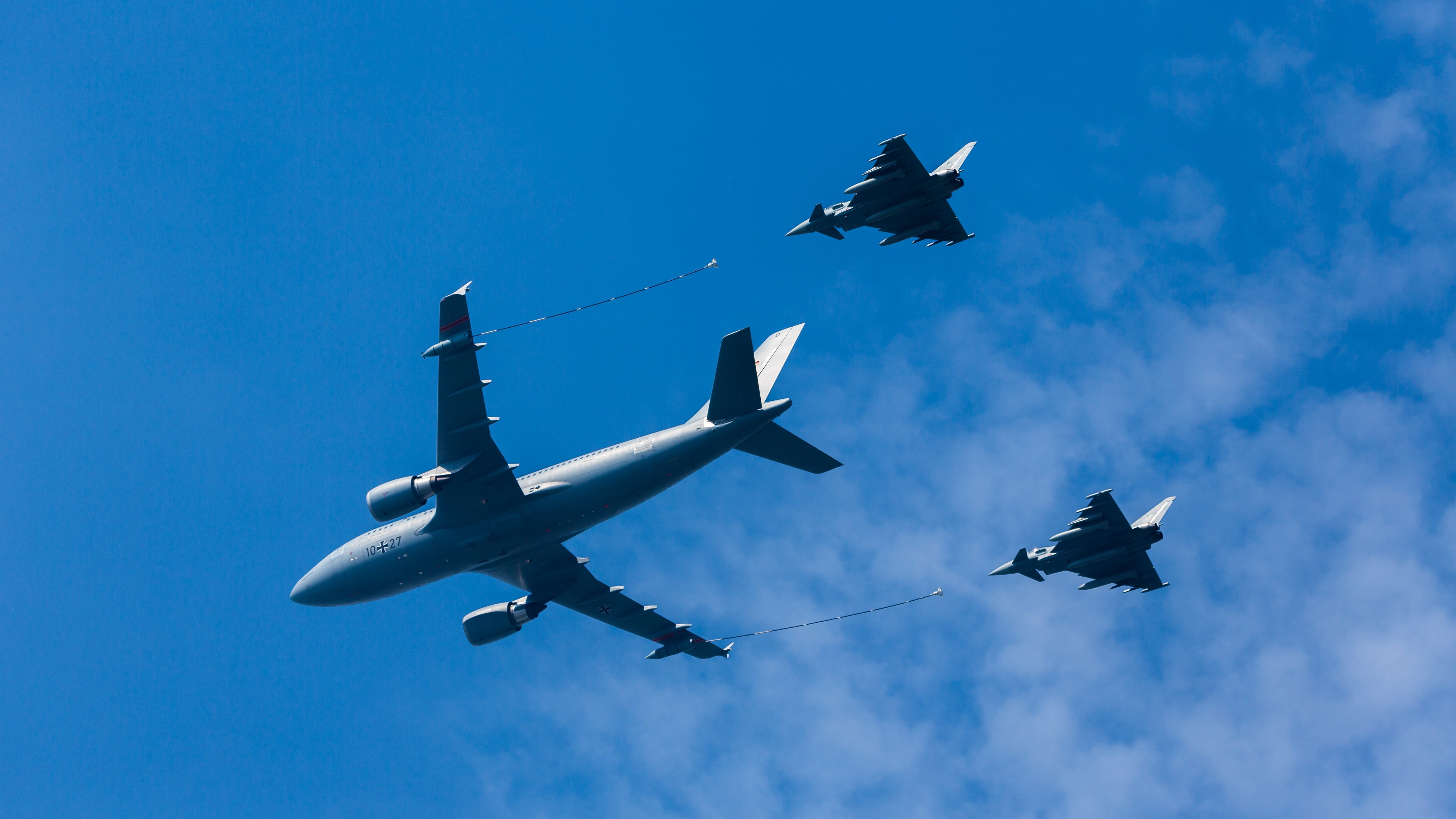 Air14, blue, Aircraft, transportation, Air Show, air show air14, on the move, air vehicle, flying, switzerland, fighter plane, a310 mrtt, nature, airshow, HD Wallpaper