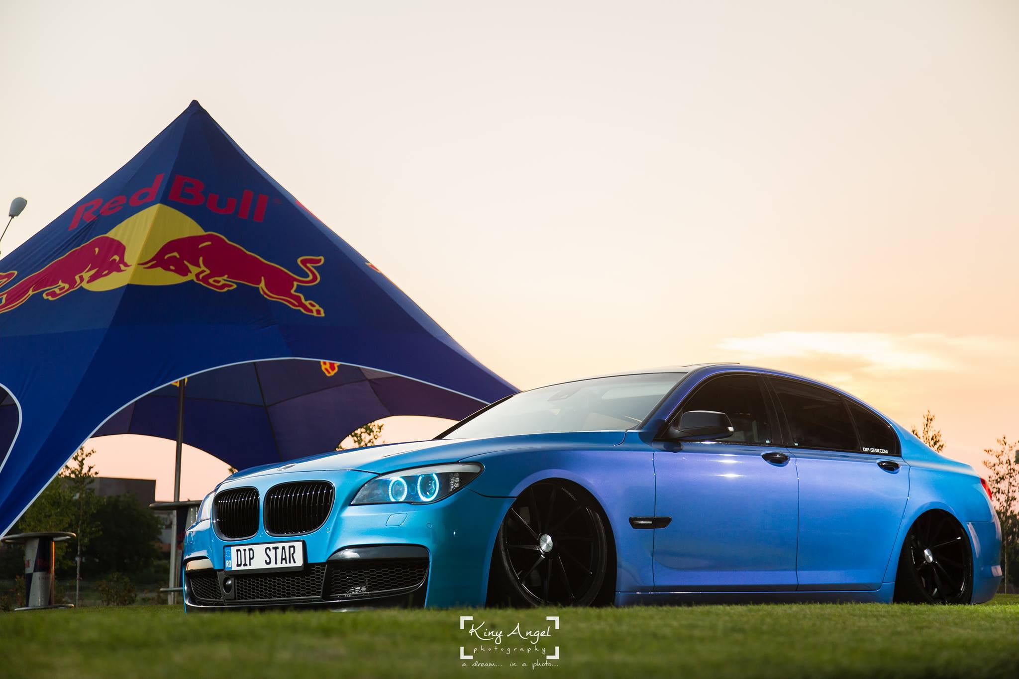 blue, BMW 7 Series, Vossen CVT, copy space, no people, transportation, nature, motor vehicle, grass, BMW 7 Series BAGGED, GajuKYD, outdoors, architecture, HD Wallpaper