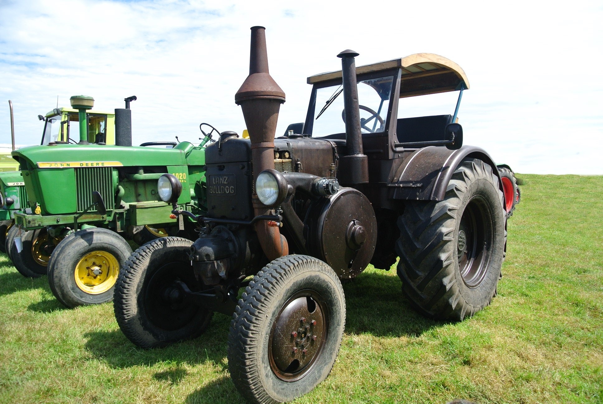 tractors, sky, tractor, transportation, wheel, plant, oldtimer, land Vehicle, machinery, 1080P, nature, field, agricultural tractor, agricultural equipment, HD Wallpaper