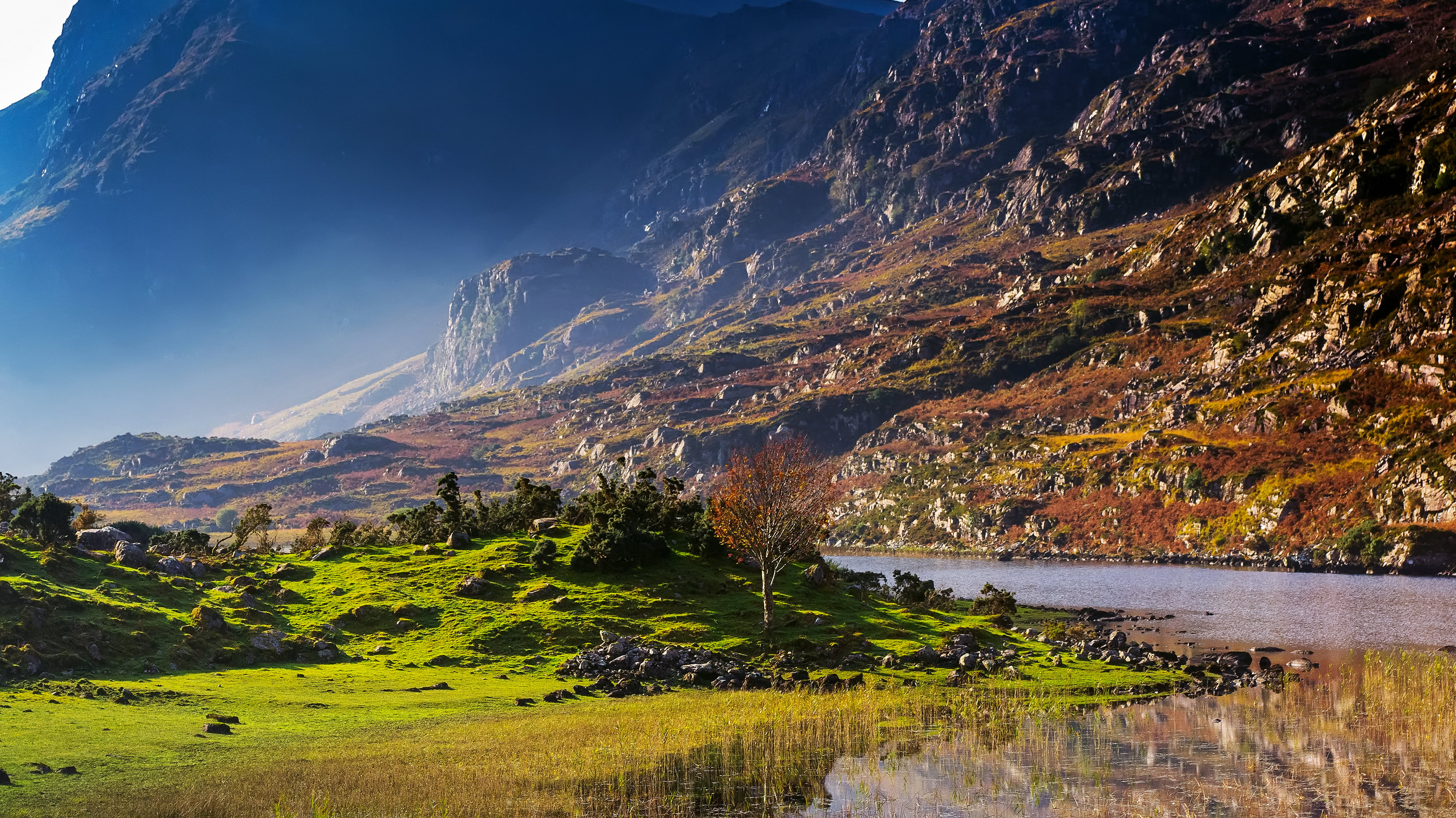 filled, mountain, no people, scenics - nature, mountains, reflection, idyllic, grass, day, outdoors, sky, plant, tranquility, green, lake, non-urban scene, HD Wallpaper