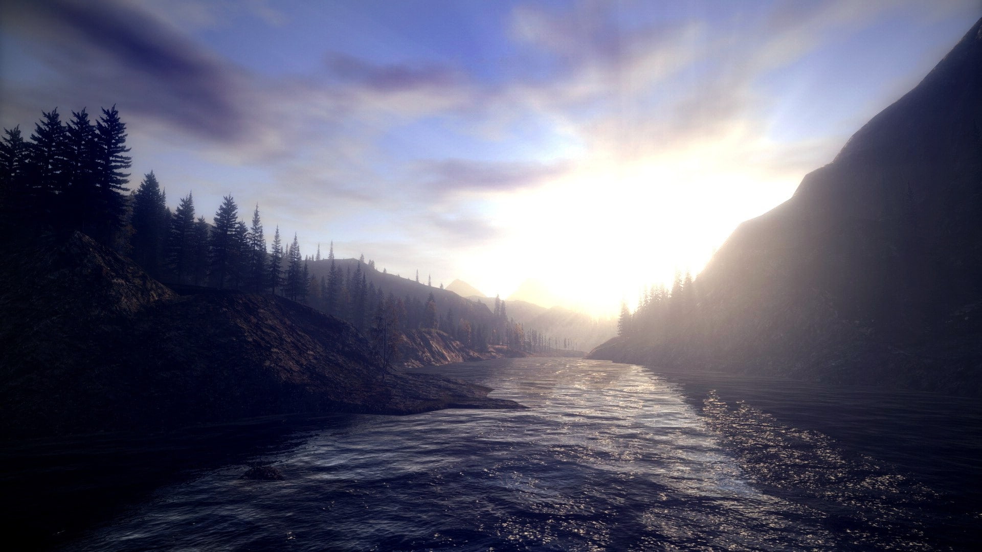 sunlight, alan, nature, wake, Alan Wake, 1080P, art, Trees, hd, Landscapes, HD Wallpaper