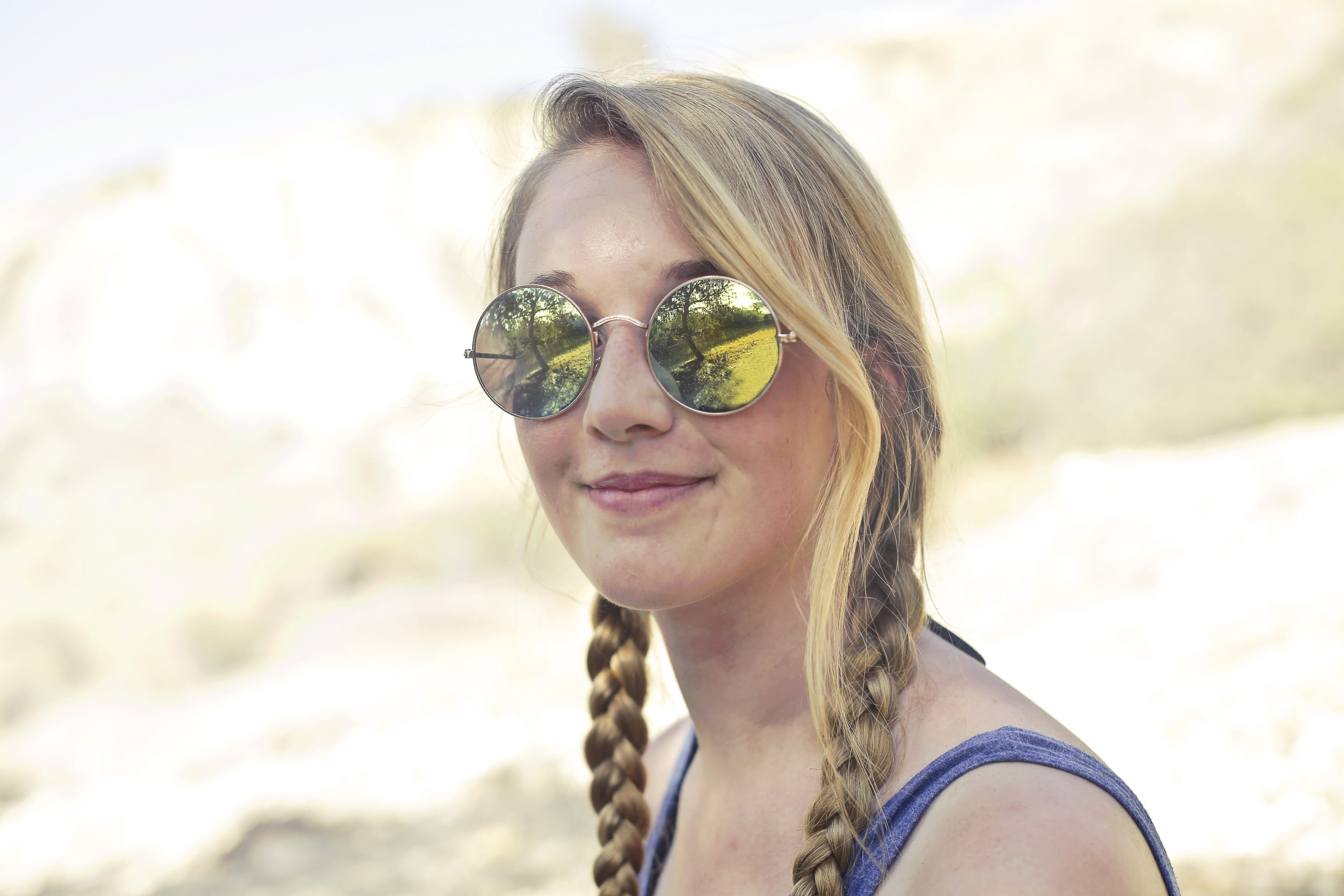 Portrait, day, modern, lifestyle, youth, teenager, headshot, sporty, tank, female, people, break, Blue, casual, top, beautiful woman, blonde, leisure, fun, HD Wallpaper