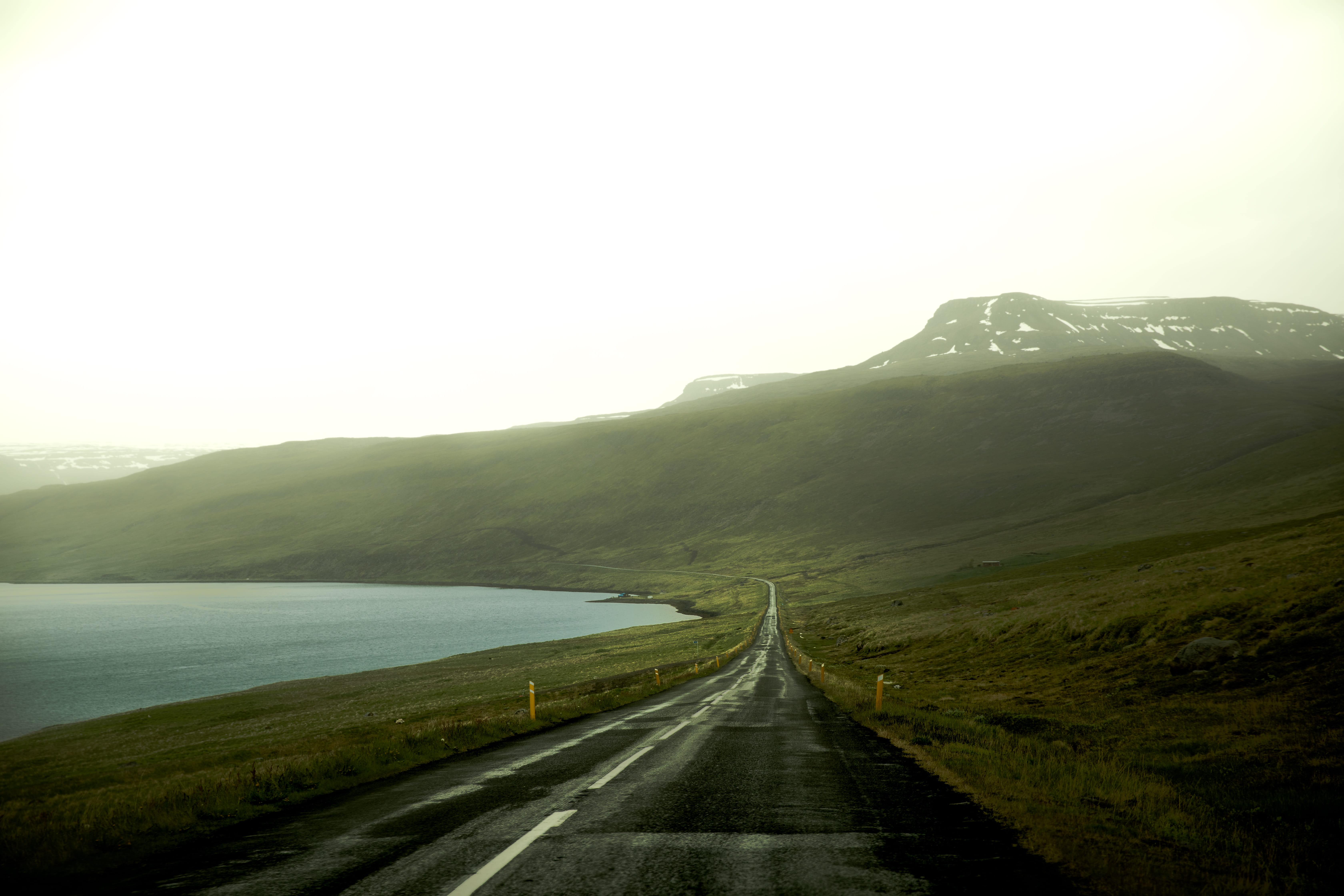 the way forward, diminishing perspective, outdoors, travel, mountain, iceland, mountain range, day, tranquility, environment, road, sky, westfjords region, HD Wallpaper