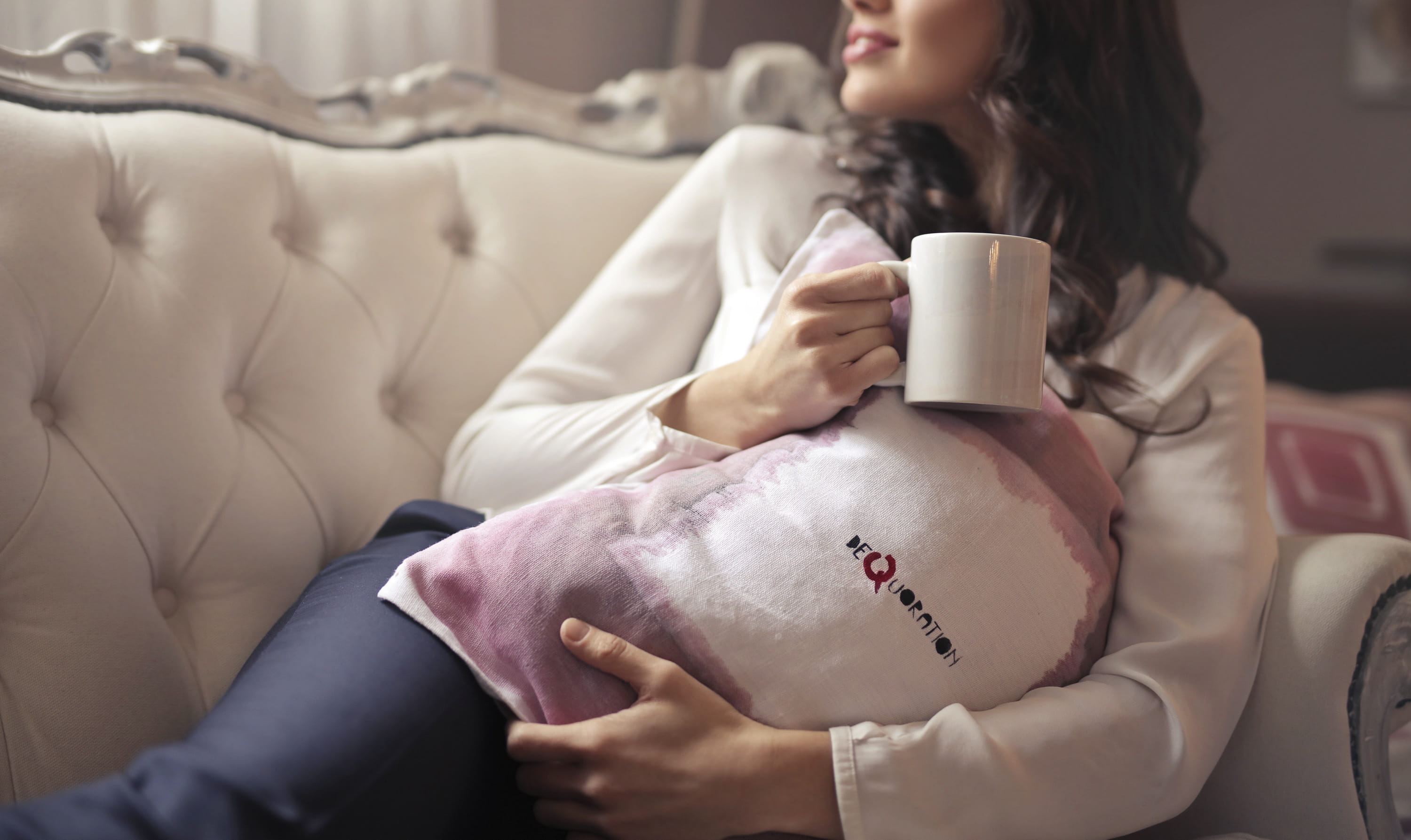 cellphone, hair, hairstyle, cushion, relax, Indoors, sofa, women, Rest, mobile, cream, mug, food and drink, hot drink, couch, Hand, cozy, Sitting, drink, HD Wallpaper