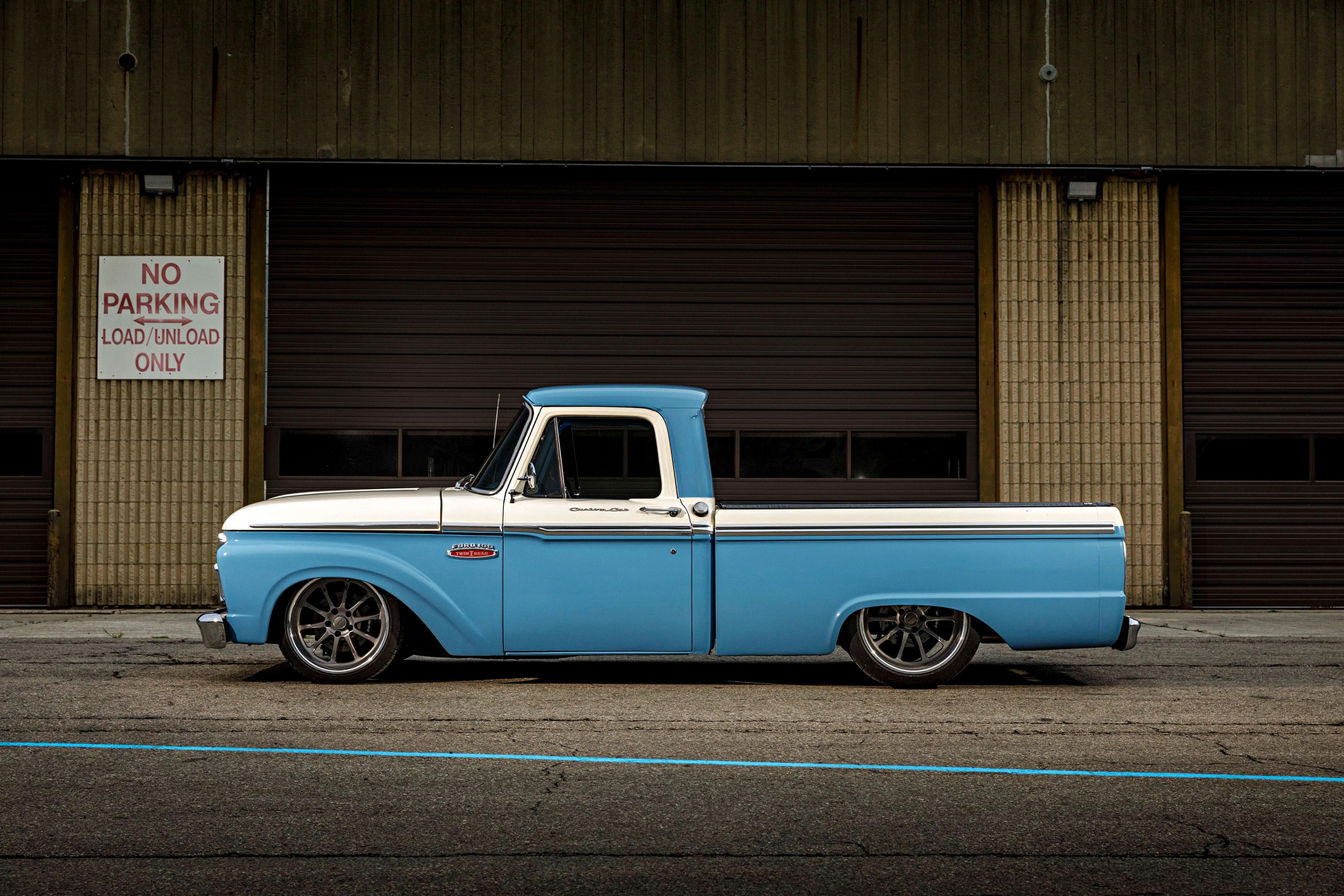 truck, streetrod, f-100, custom, hot, ford, hotrod, automobile, auto, pickup, rod, vehicle, 1965, 4K, car, HD Wallpaper