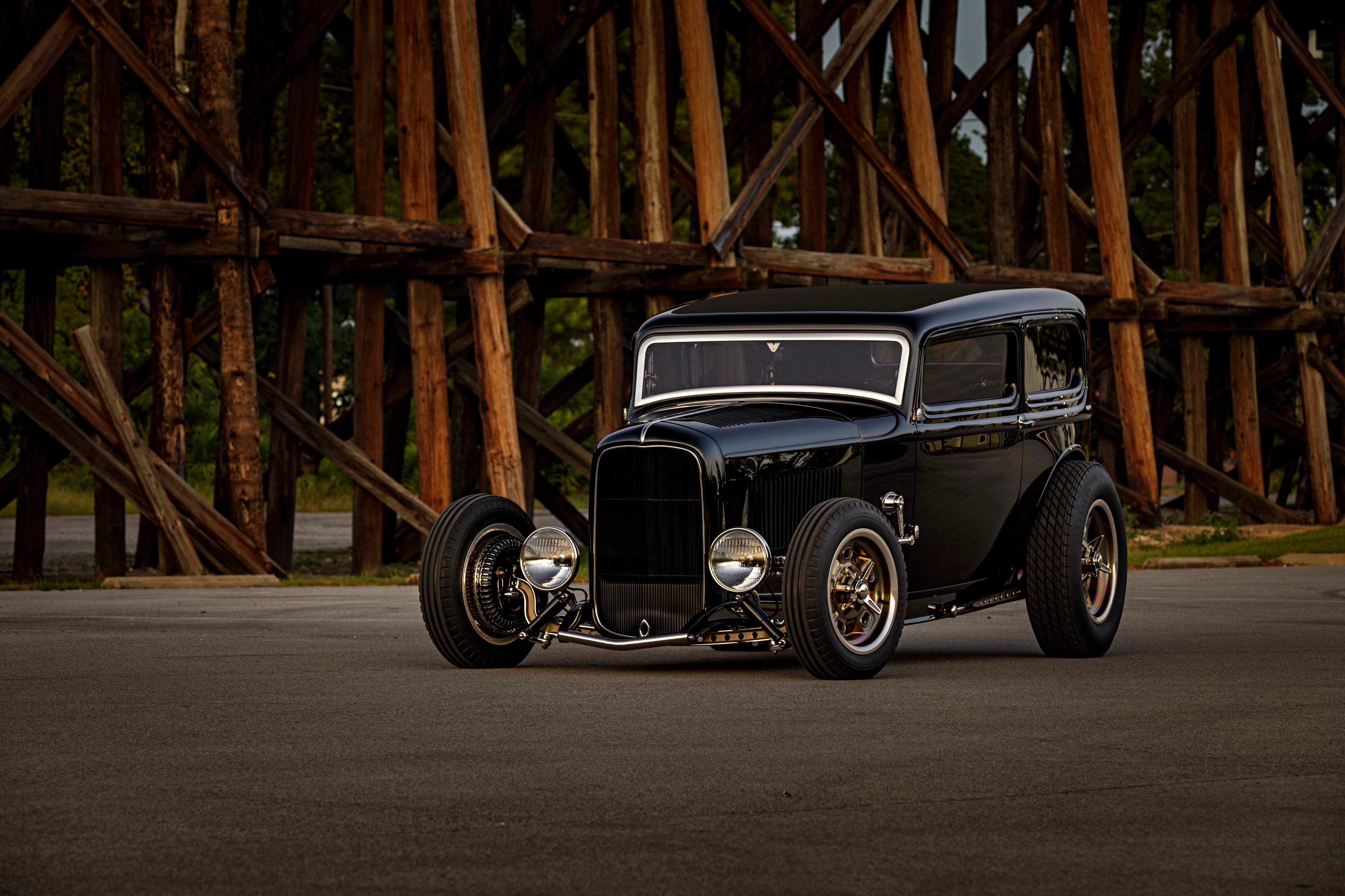 streetrod, 4K, automobile, ford, vintage, rod, auto, 1932, custom, hot, hotrod, vehicle, retro, tudor, HD Wallpaper
