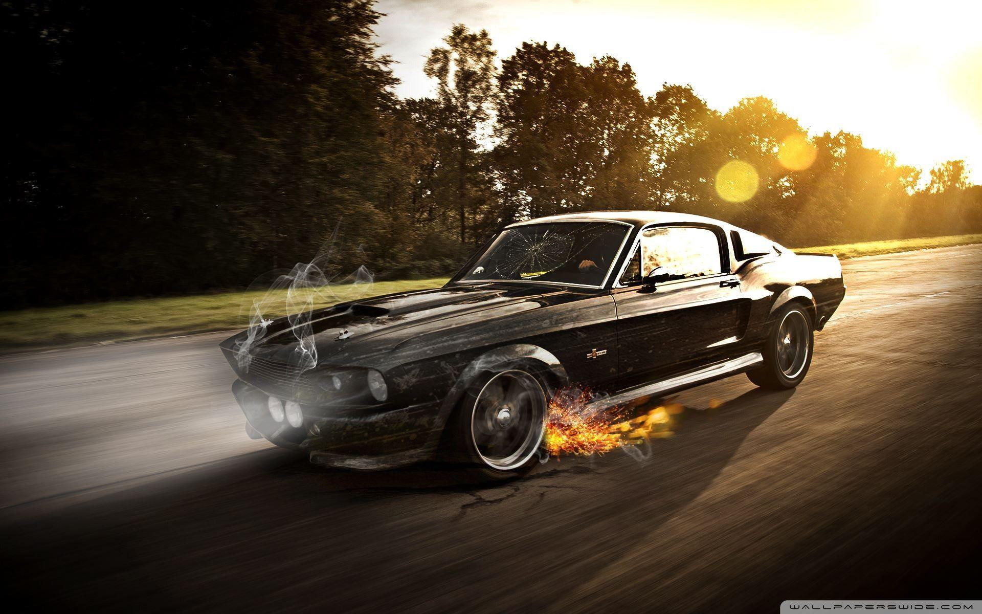 mustang, gt, ford, fastback, 1080P, car, black, cars, muscle, HD Wallpaper