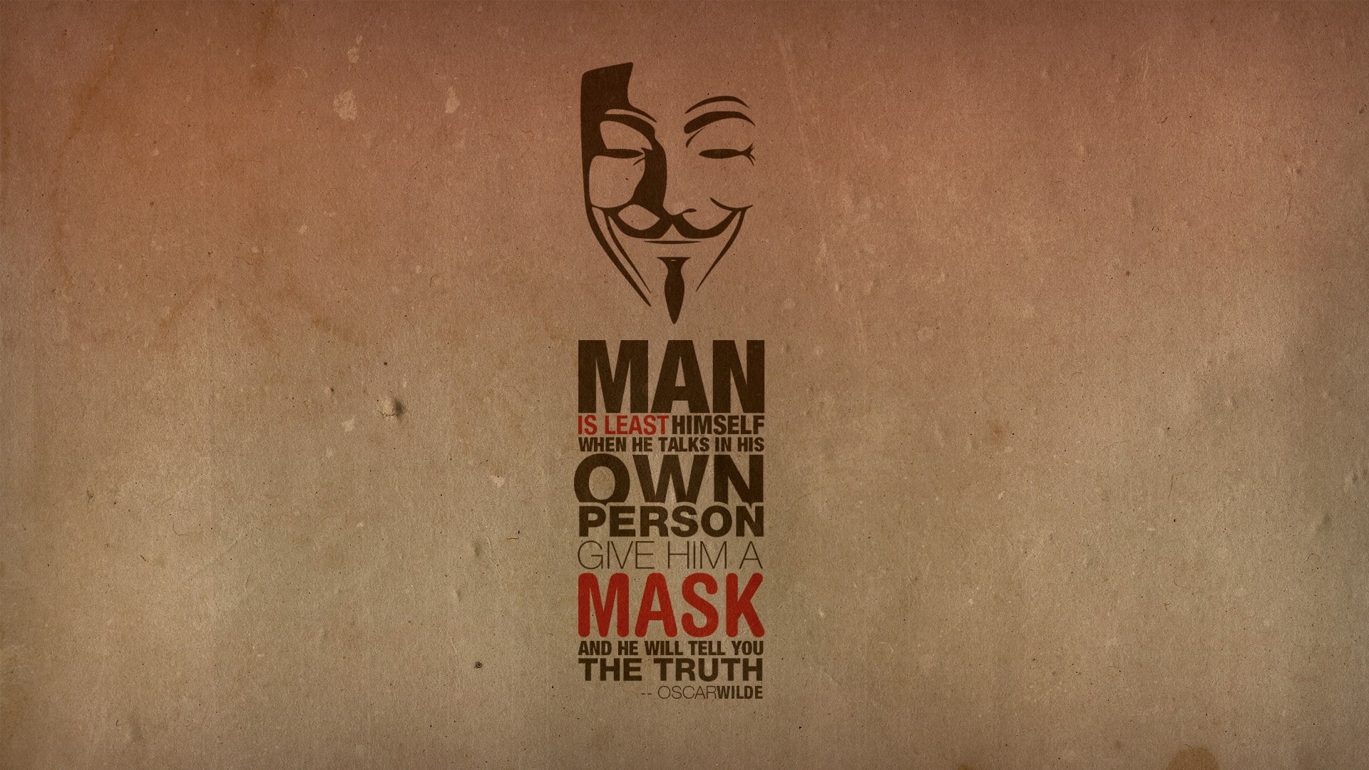 Anonymous, masks, V, vendetta, guy, minimalistic, Typography, For, fawkes, 1080P, quotes, Wilde, text, Oscar, Truth, HD Wallpaper