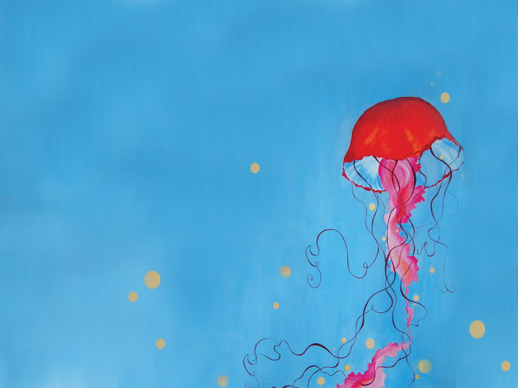 jellyfish, animal, abstract, digital art, 480P, digital, art, bright, blue, HD Wallpaper
