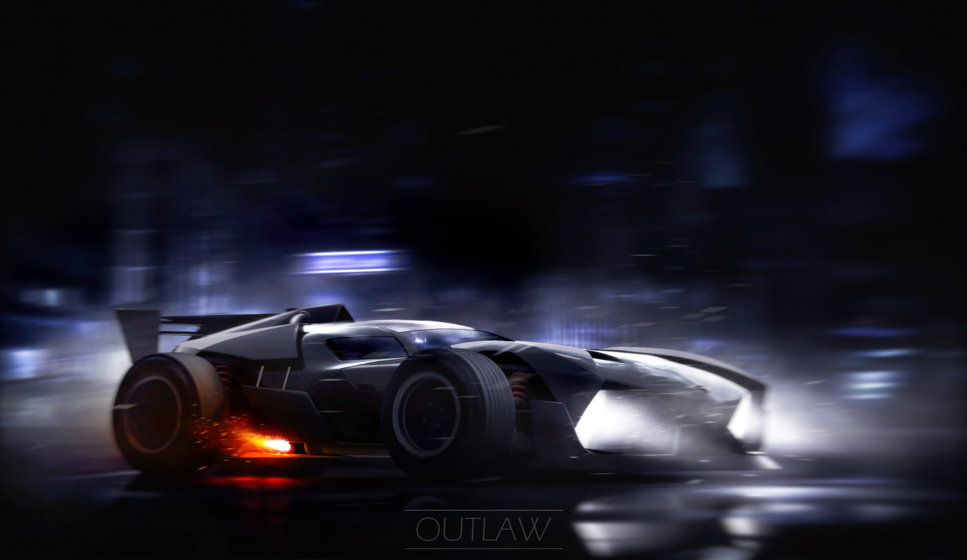 Lamborghini, fan art, futuristic, fire, fantasy art, digital art, Ned Souris, car, 1080P, HD Wallpaper