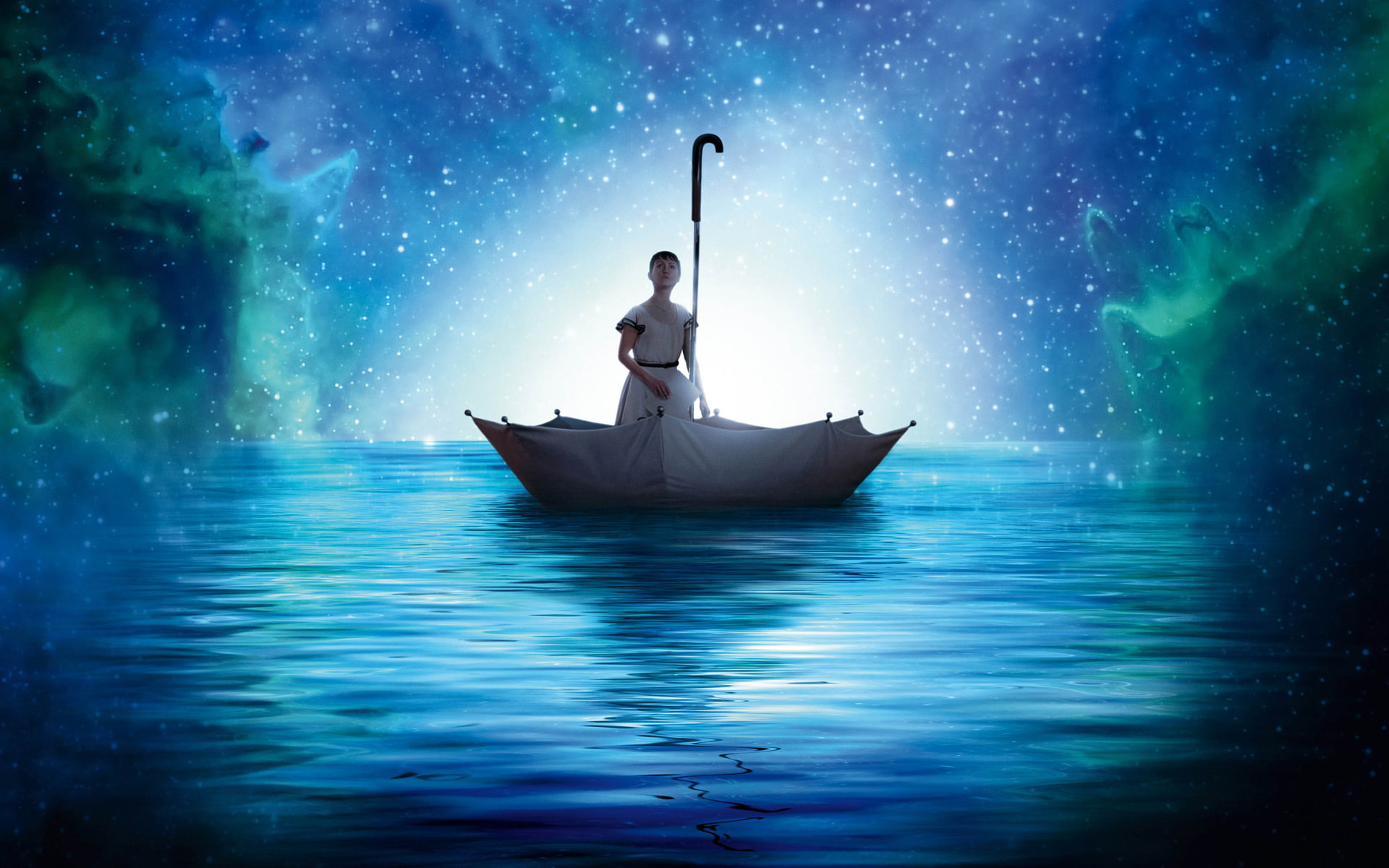 Creative, hd, bokeh, girls, 1920x1200 px, star, water, art, photography, umbrella, abstract, px, 1080P, sailing, x, stars, girl, mood, nebula, fantasy, HD Wallpaper