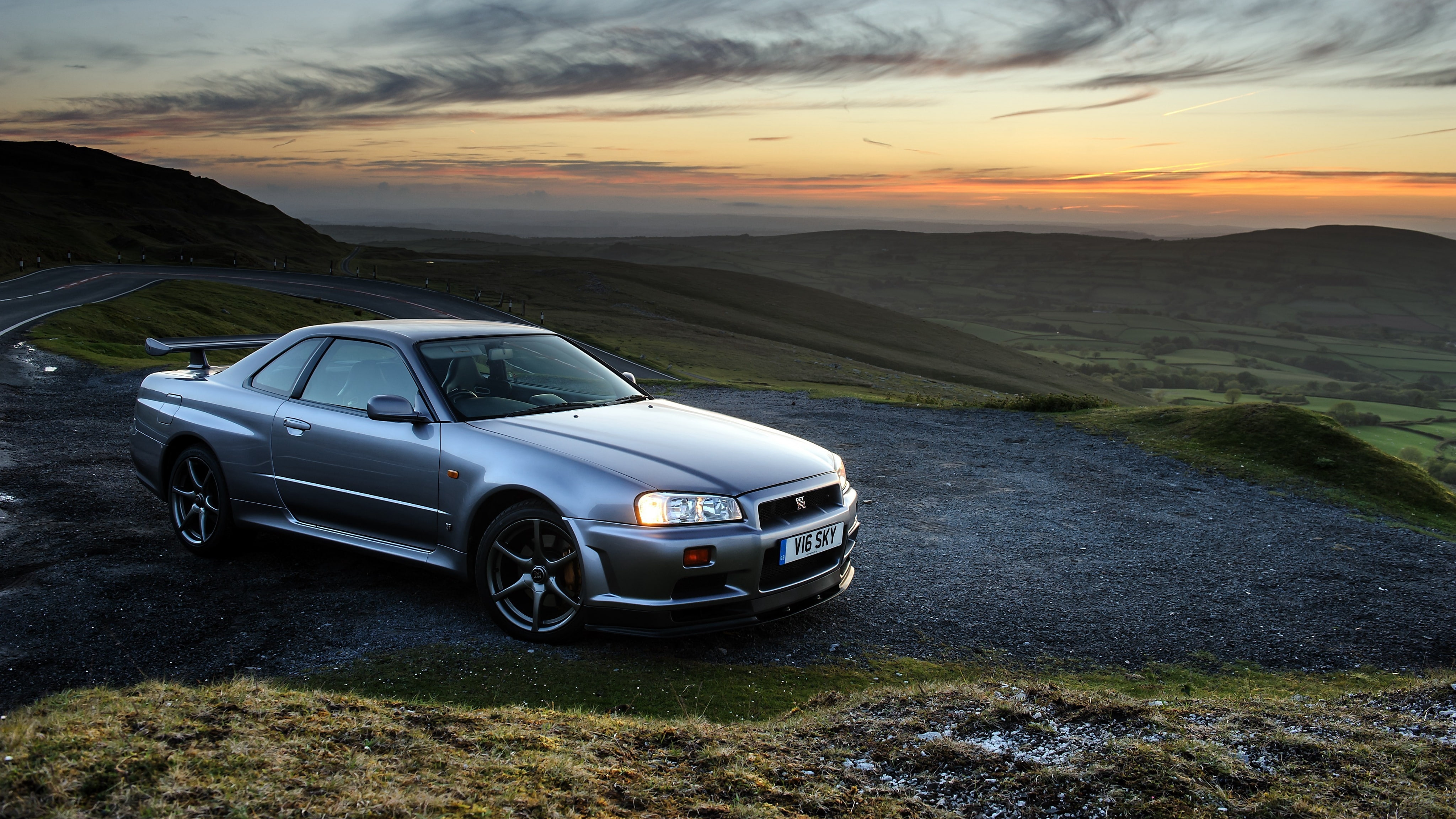 GT-R, coupe, BNR34, 4K, Skyline, gray, 1999, Nissan, V-spec, HD Wallpaper