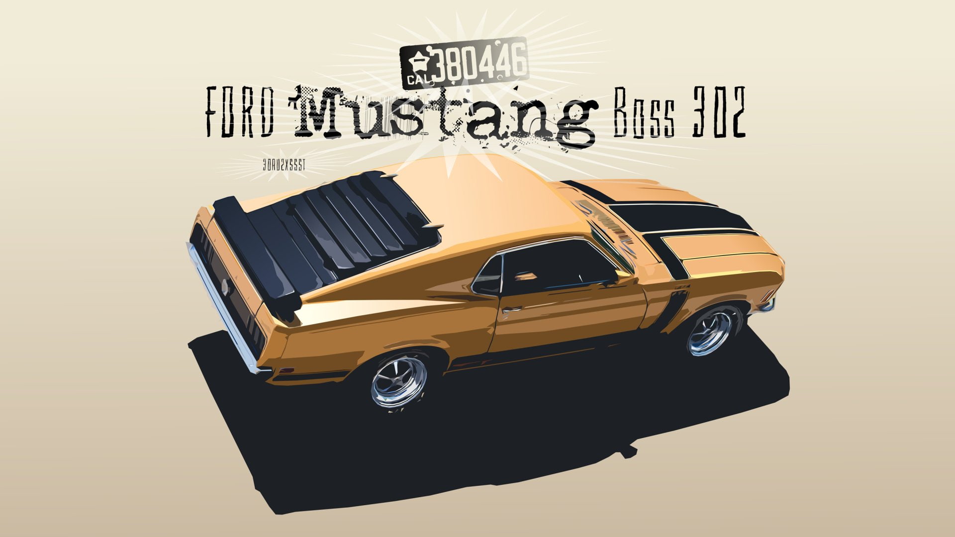 Digital Art, Vehicle, Sport Car, Car, Ford Mustang, Ford, Race Car, Ford Mustang Boss 302, Artistic, 1080P, HD Wallpaper
