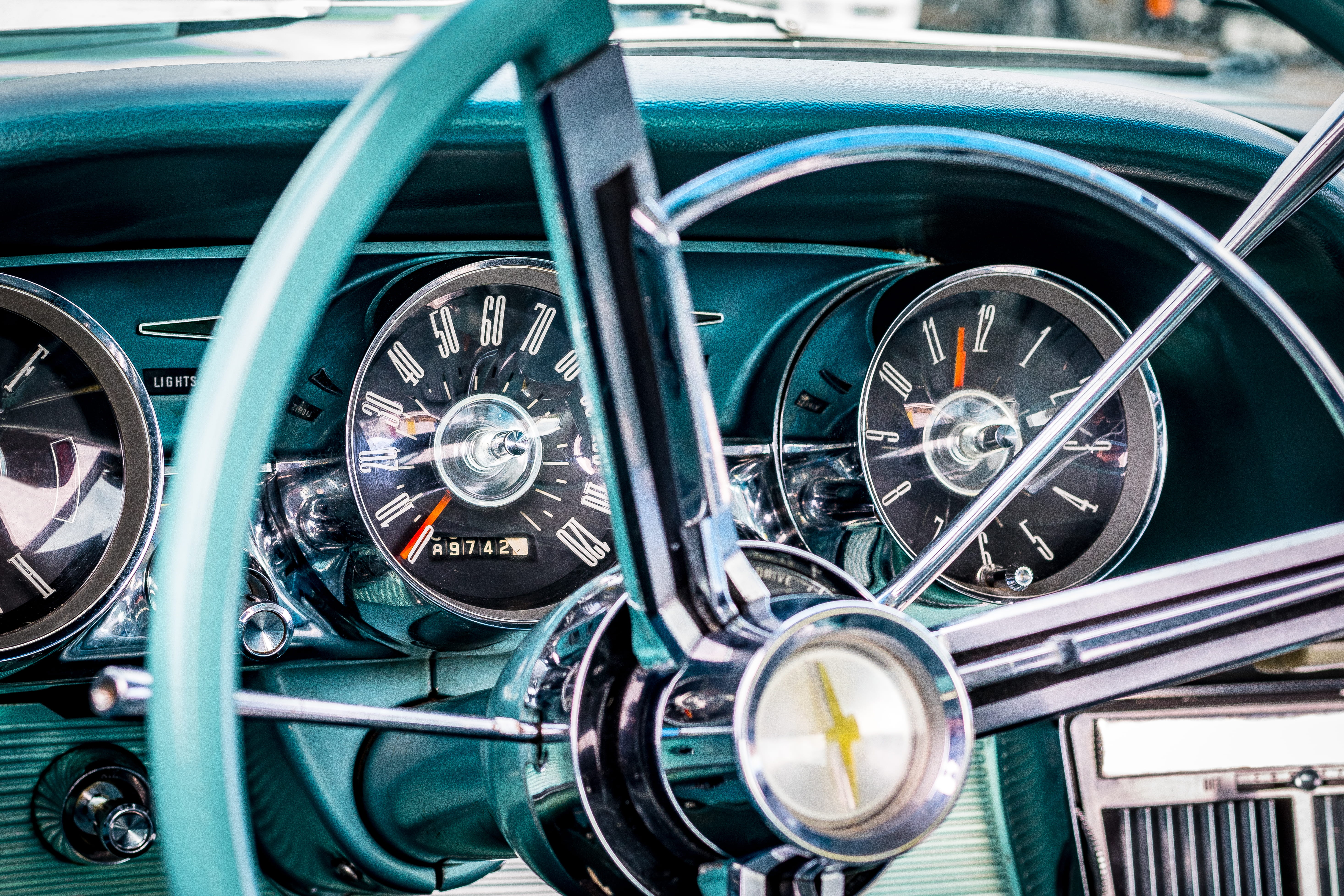 speedometer, classic car, button, vehicle interior, light, car, 5K, no people, car interior, automobile, vintage, transportation, steering, retro styled, HD Wallpaper