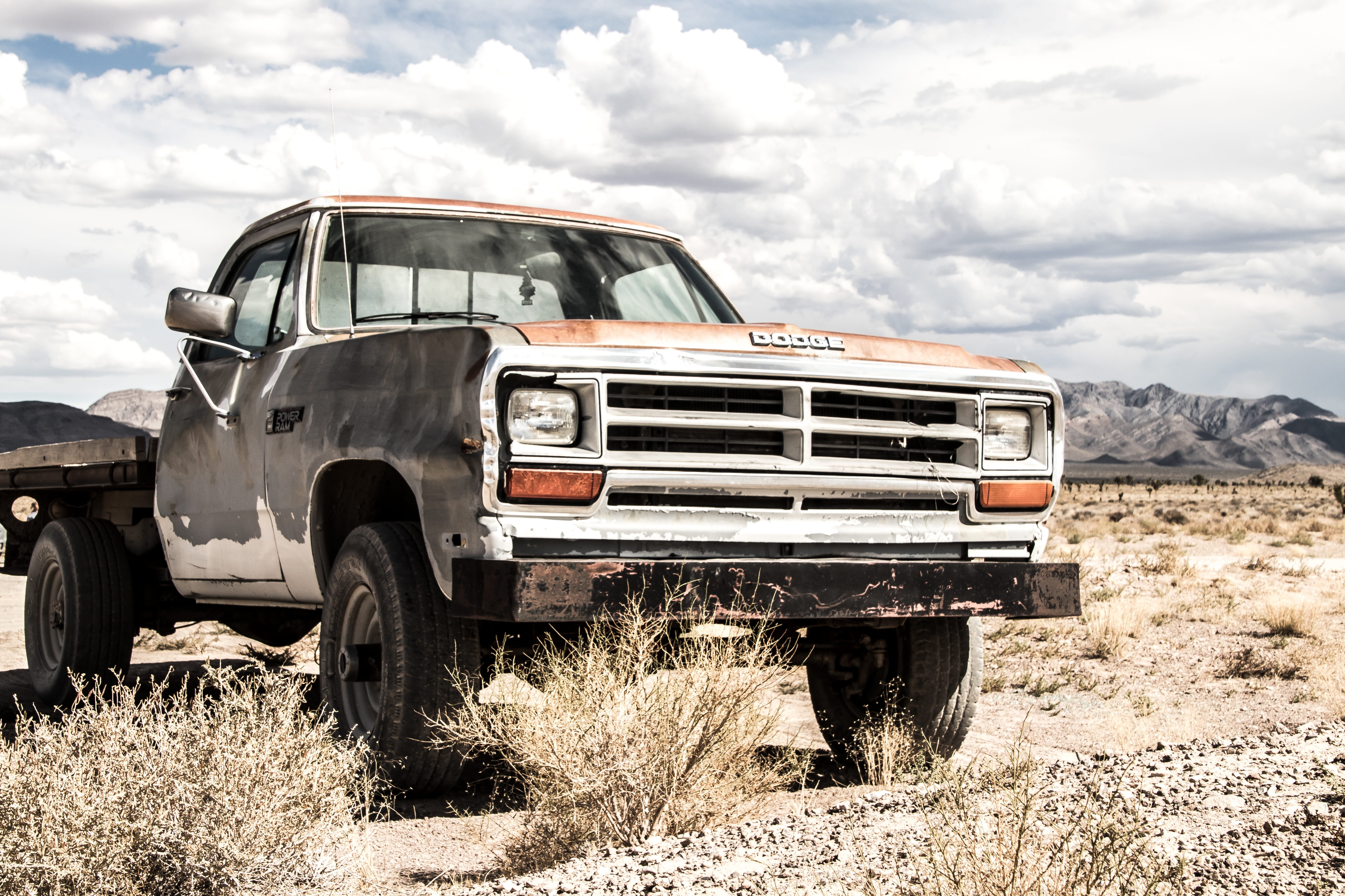 old, clouds, deterioration, commercial vehicle, outdoors, vintage car automobile, rusted, nature, vehicle, automotive, traffic, 5K, dodge, historically, HD Wallpaper