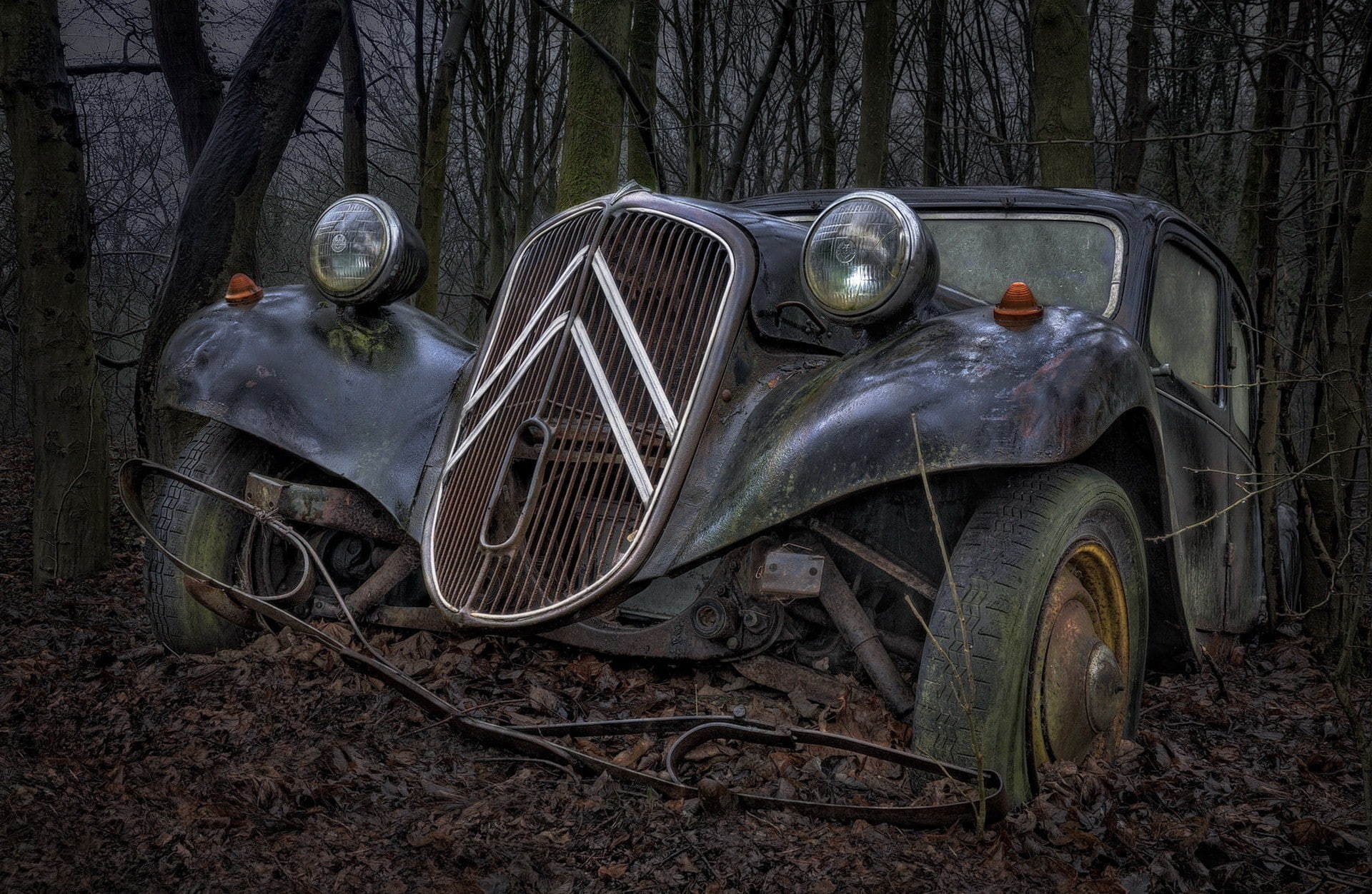 car, French Cars, 1080P, wreck, traction avant, Citroën, vehicle, HD Wallpaper