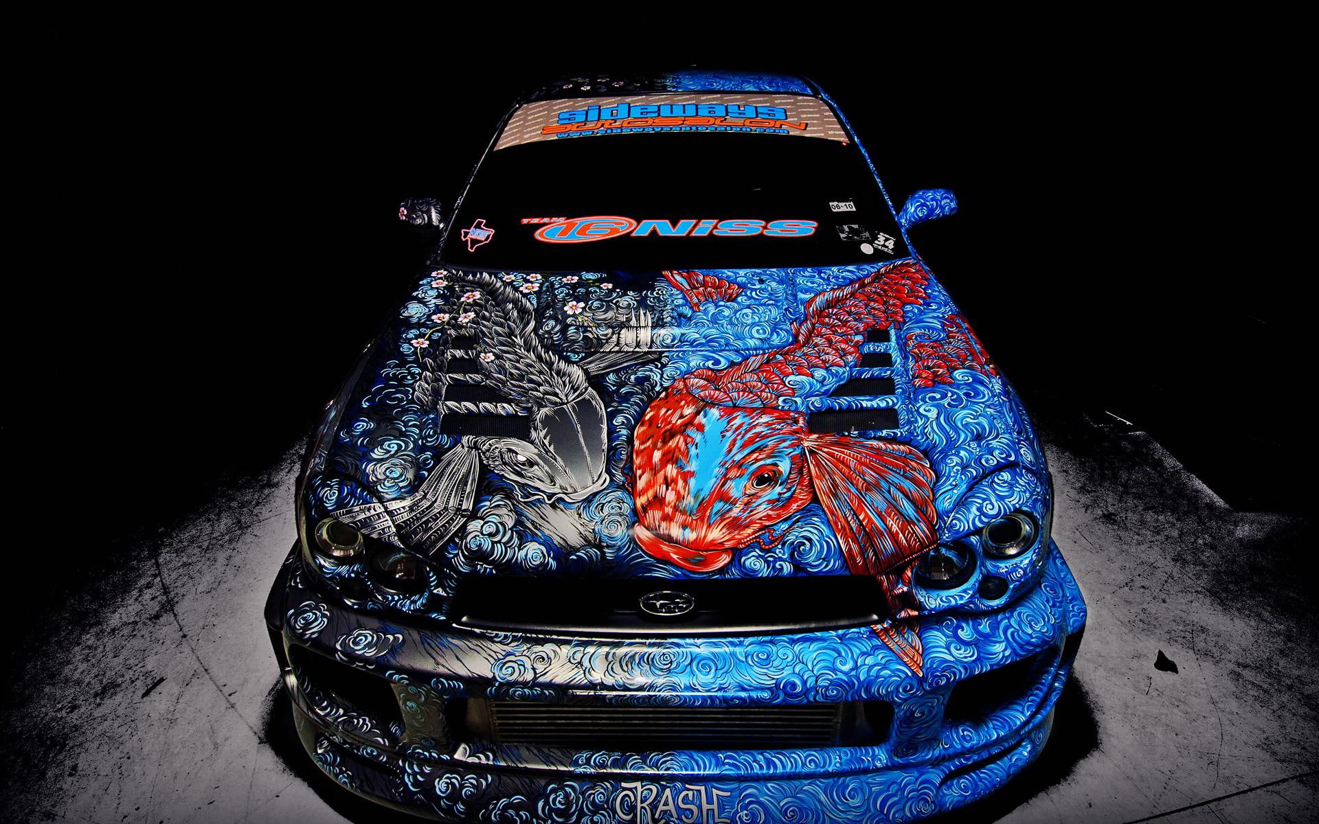tuned, colored, custom, subaru, french, cars, 1080P, HD Wallpaper
