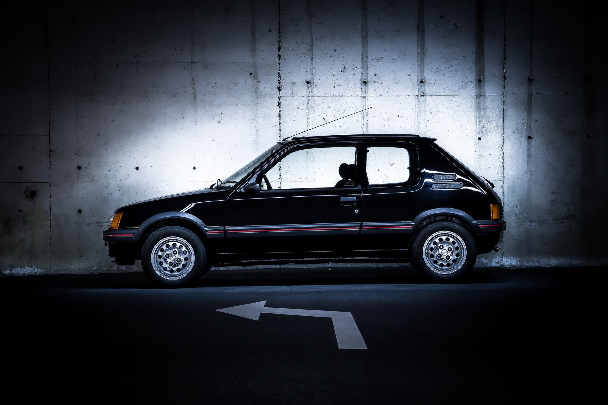 205, coupe, gti, peugeot, 1080P, french, black, cars, HD Wallpaper