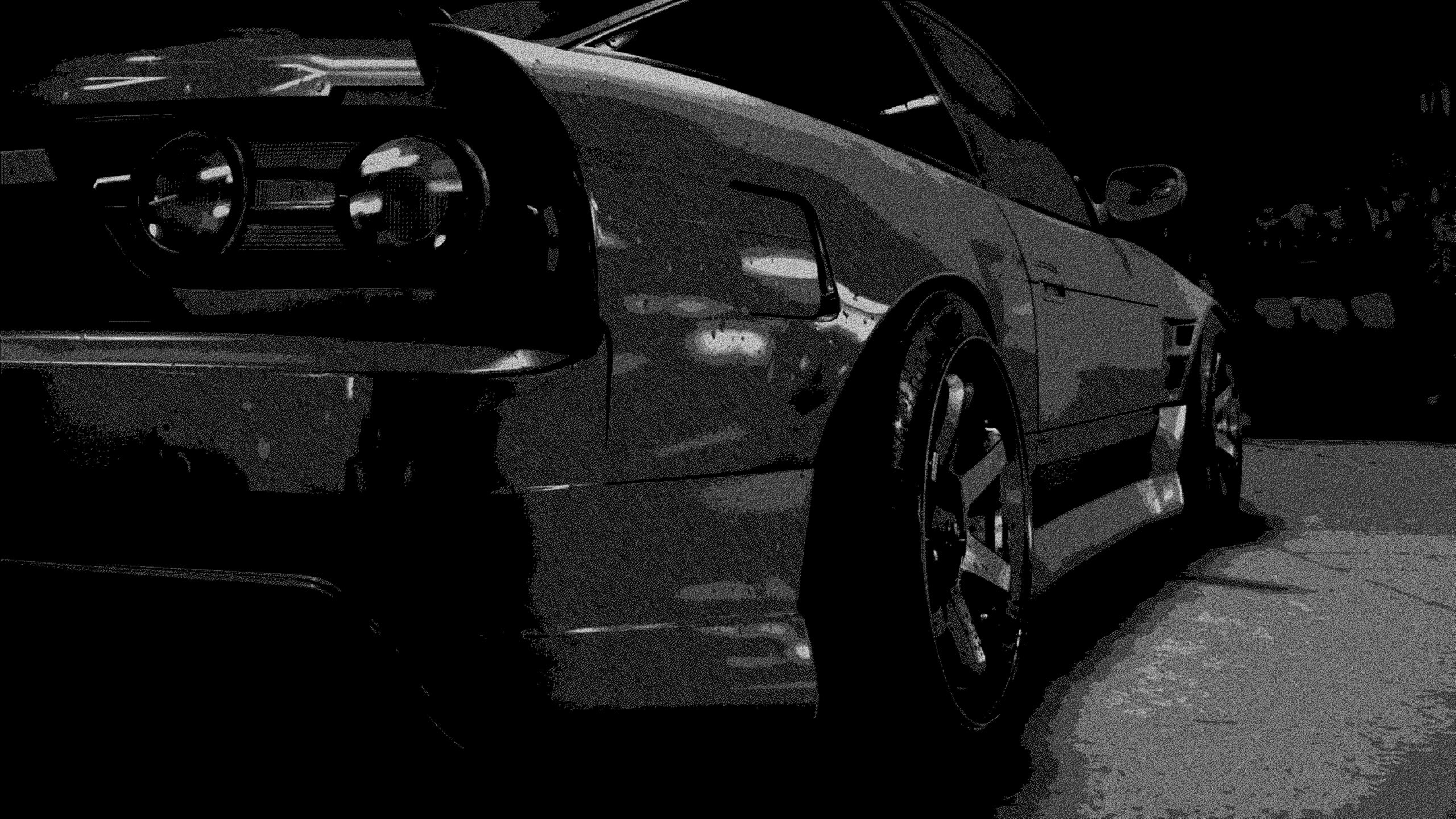 Nissan 180SX, day, nature, black, city, land vehicle, sunlight, vintage, close-up, car, monochrome, no people, Need for Speed, stationary, retro styled, HD Wallpaper