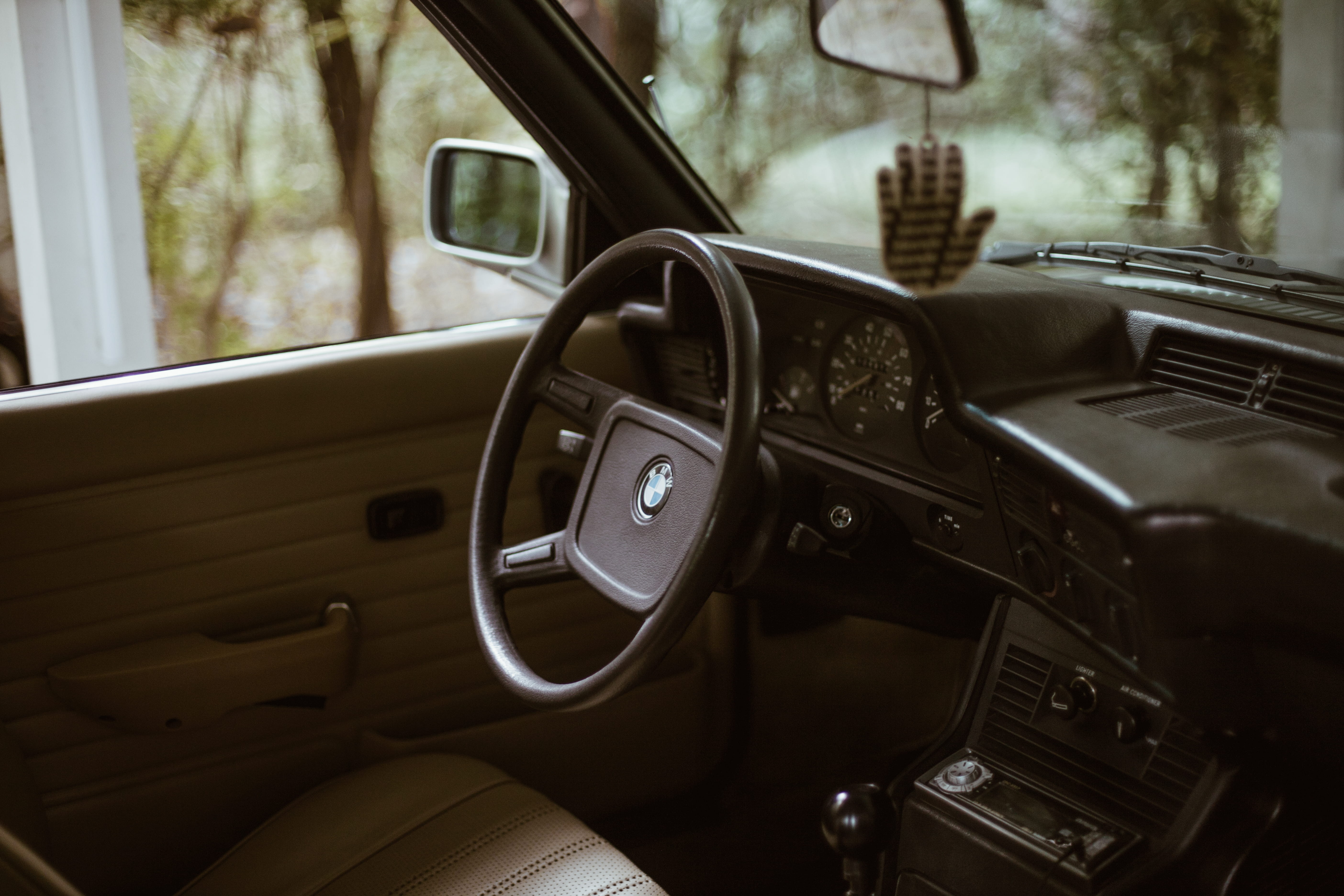 driving, bmw, e21, luxury, no People, transport, air freshener, steering Wheel, mode of Transport, vintage, vehicle Door, 5K, retro, rear-View Mirror, HD Wallpaper