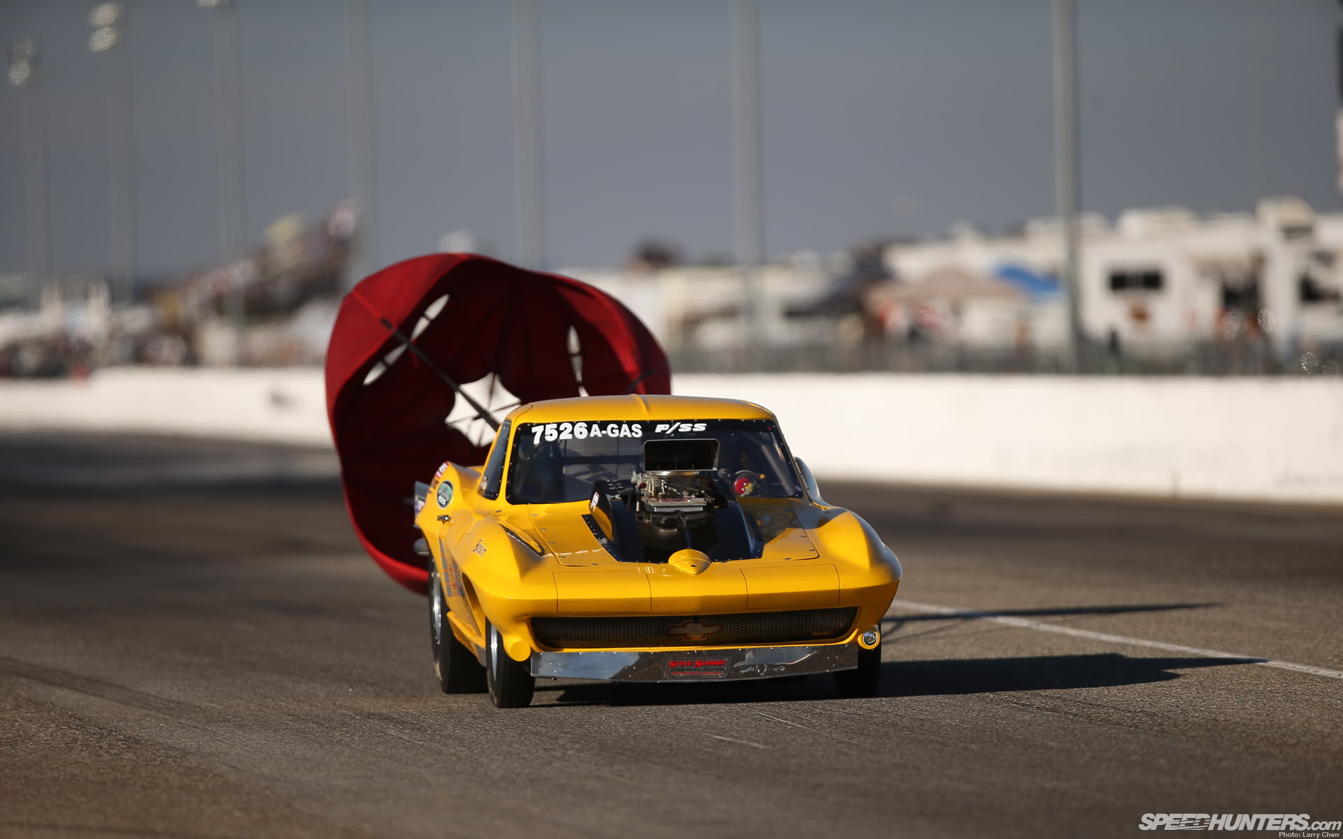 drag, car, chevrolet, strip, 1080P, race, hd, parachute, cars, corvette, classic, HD Wallpaper