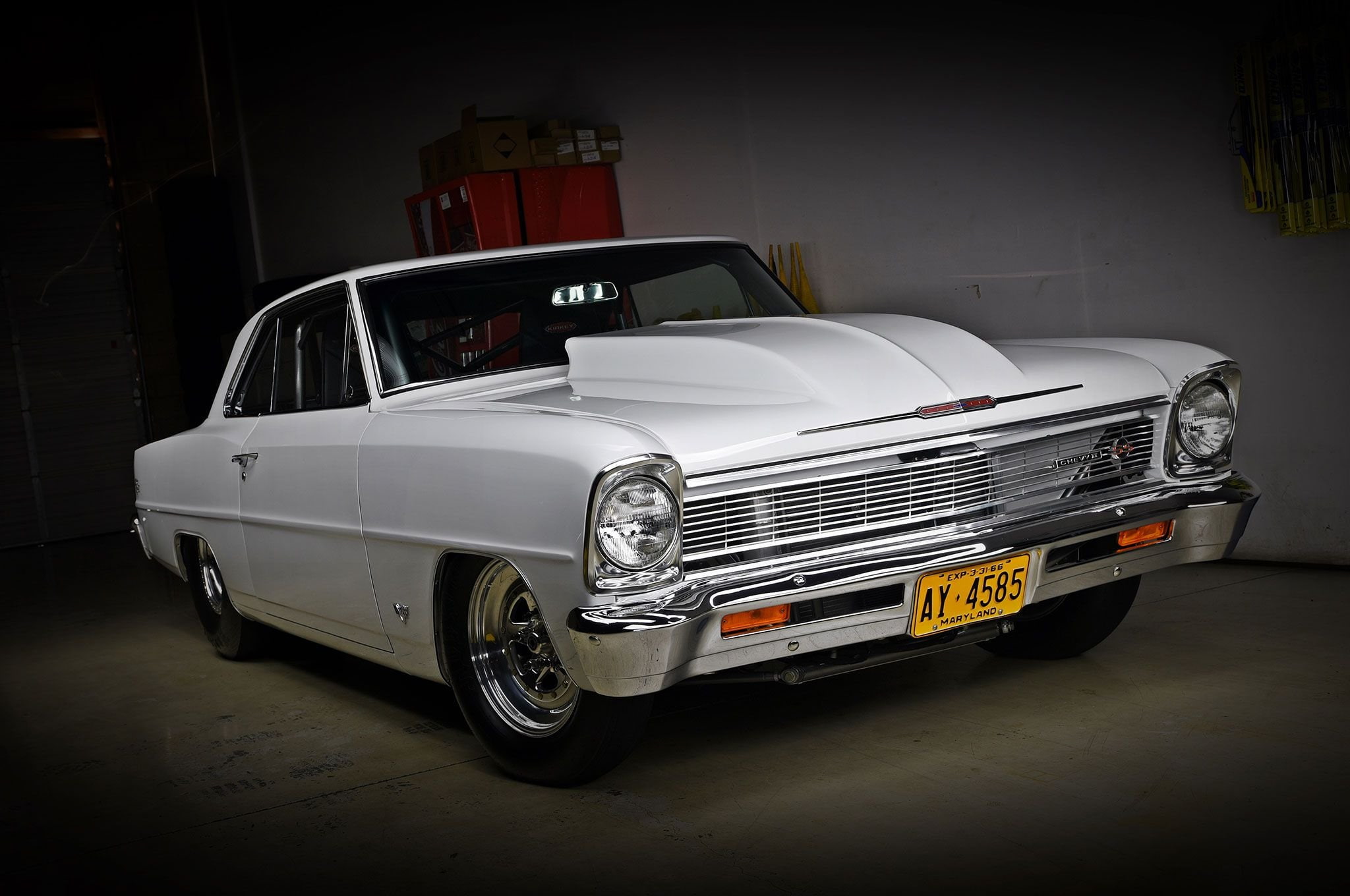 1080P, white, cars, chevrolet, nova, 1966, HD Wallpaper
