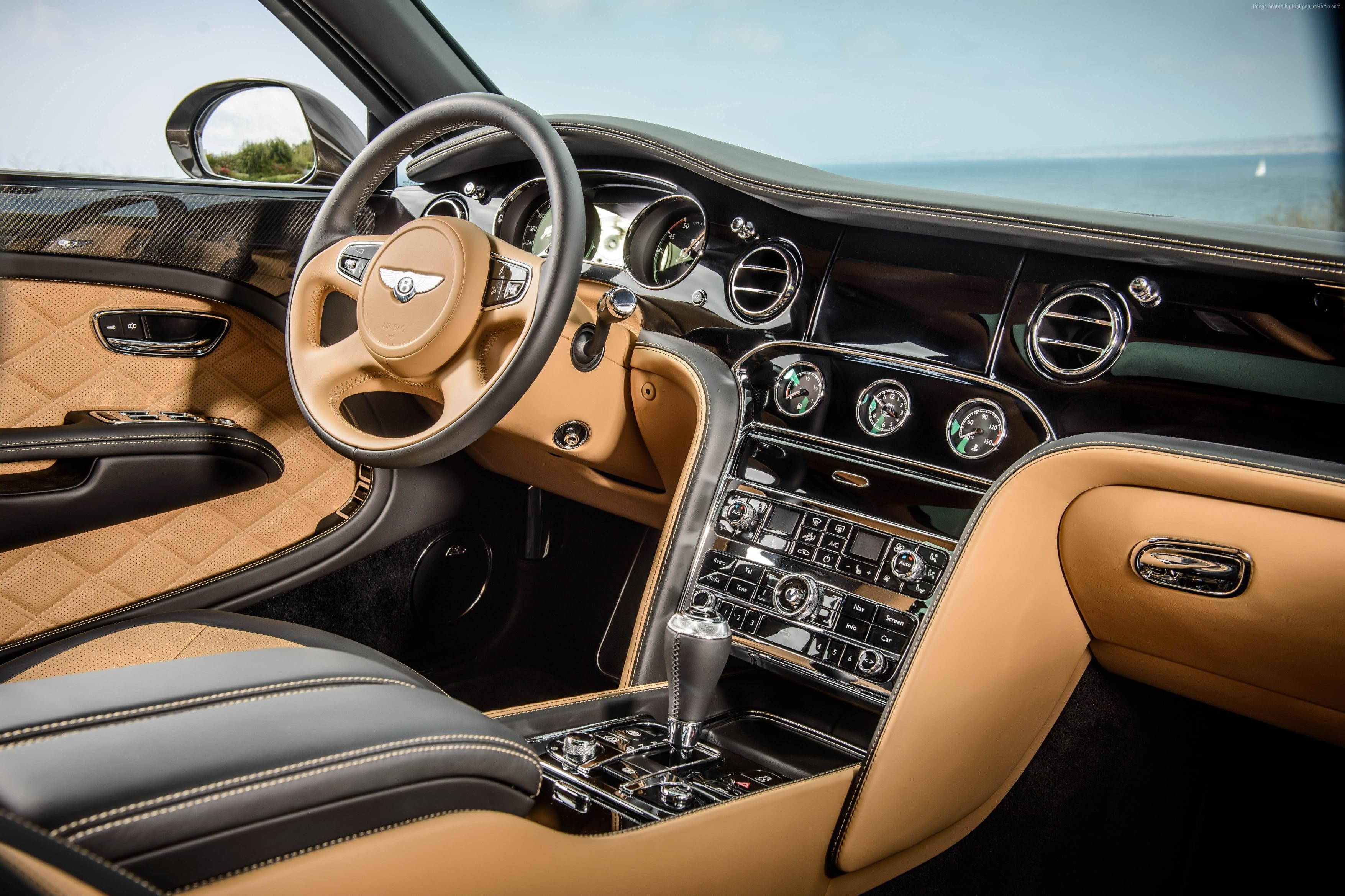 Flying B, Bentley Mulsanne, metallic, 2K, Bentley, leather, luxury cars, 2015 Detroit Auto Show. NAIAS, interior, HD Wallpaper