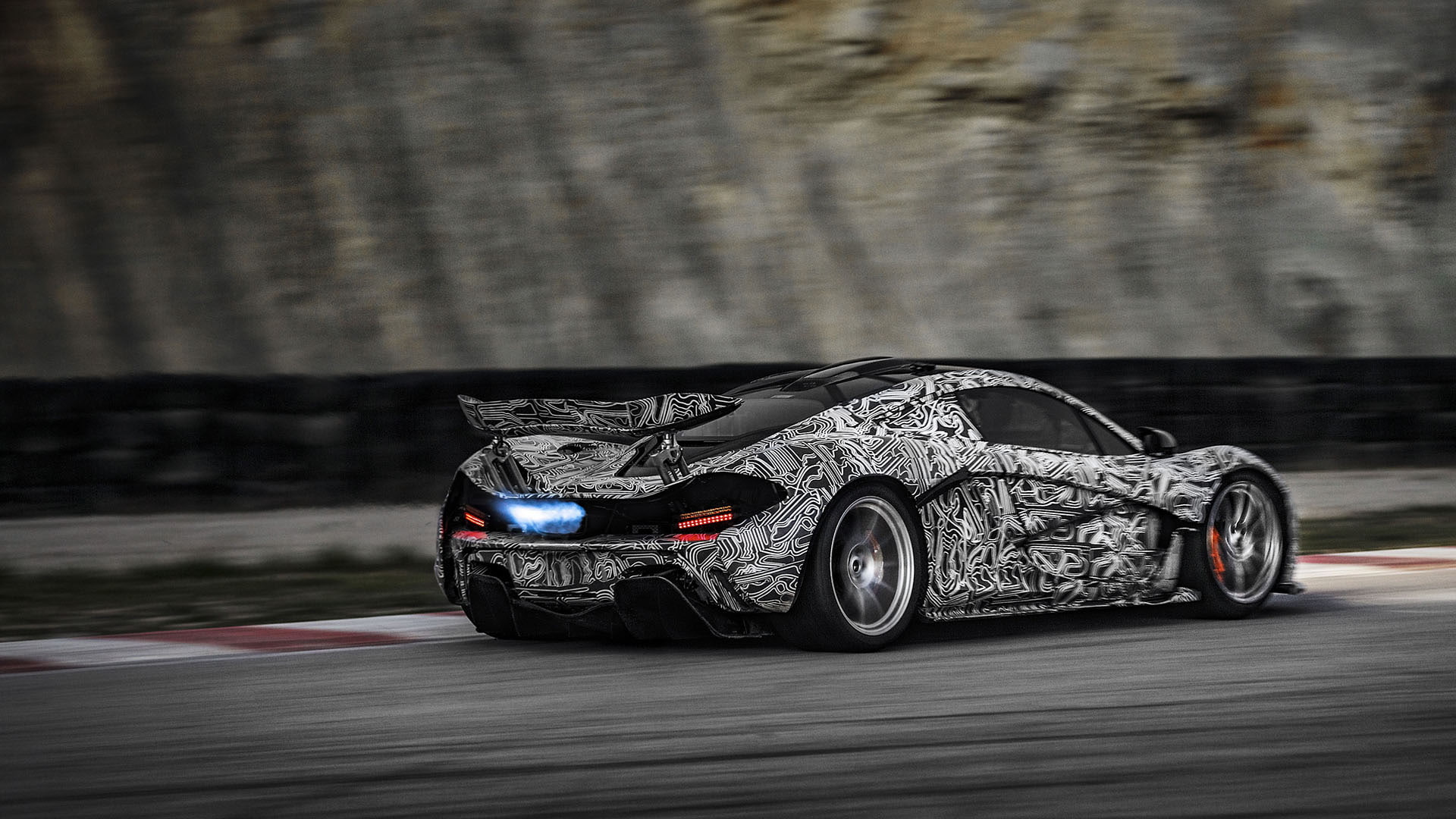 1080P, blur, backfire, cars, flame, p, p1, hd, motion, mclaren, HD Wallpaper