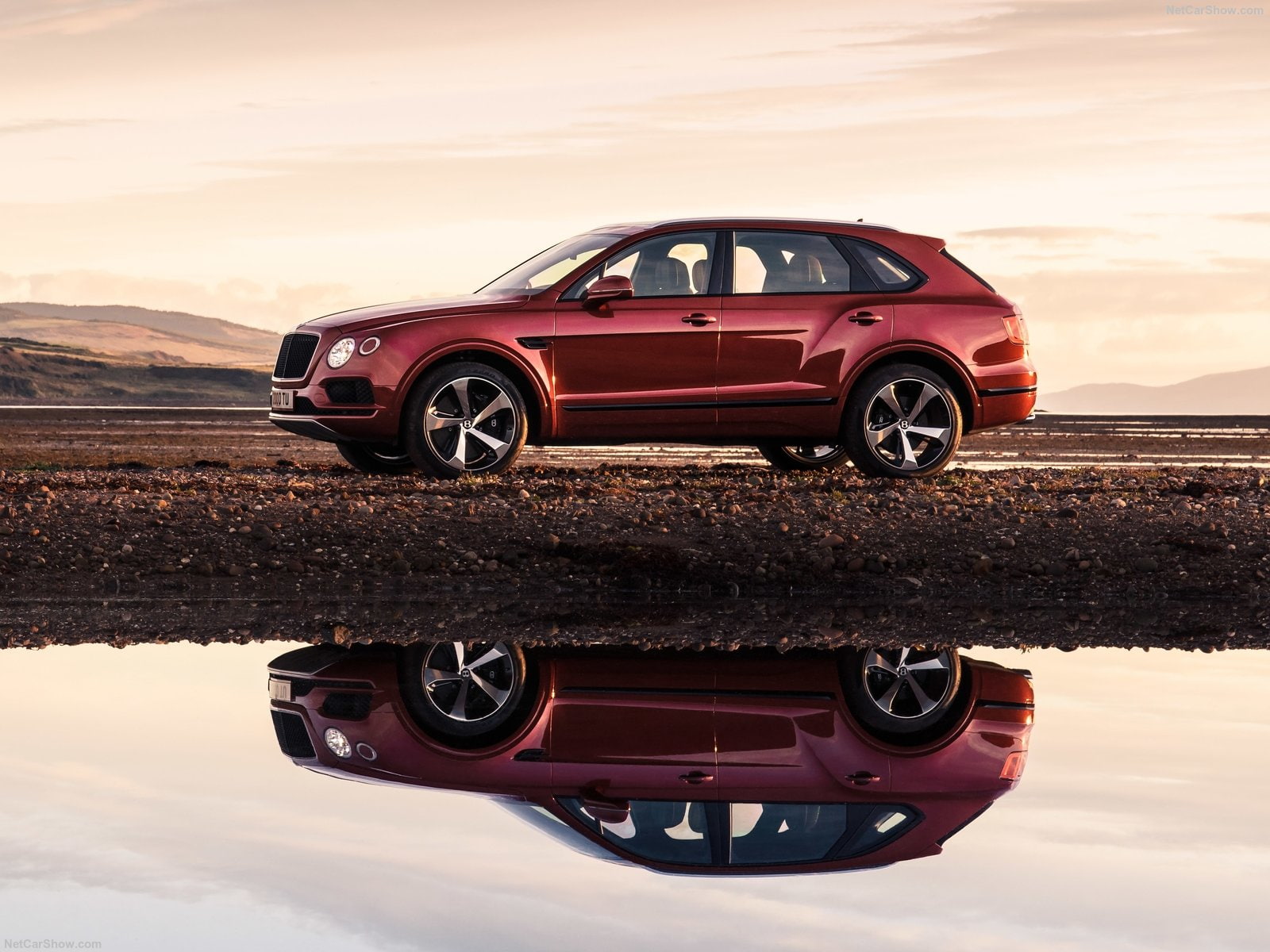 Super Car, chrome, land, land vehicle, reflection, outdoors, motor vehicle, water, sunset, puddle, cloud - sky, no people, transportation, road, red, day, HD Wallpaper