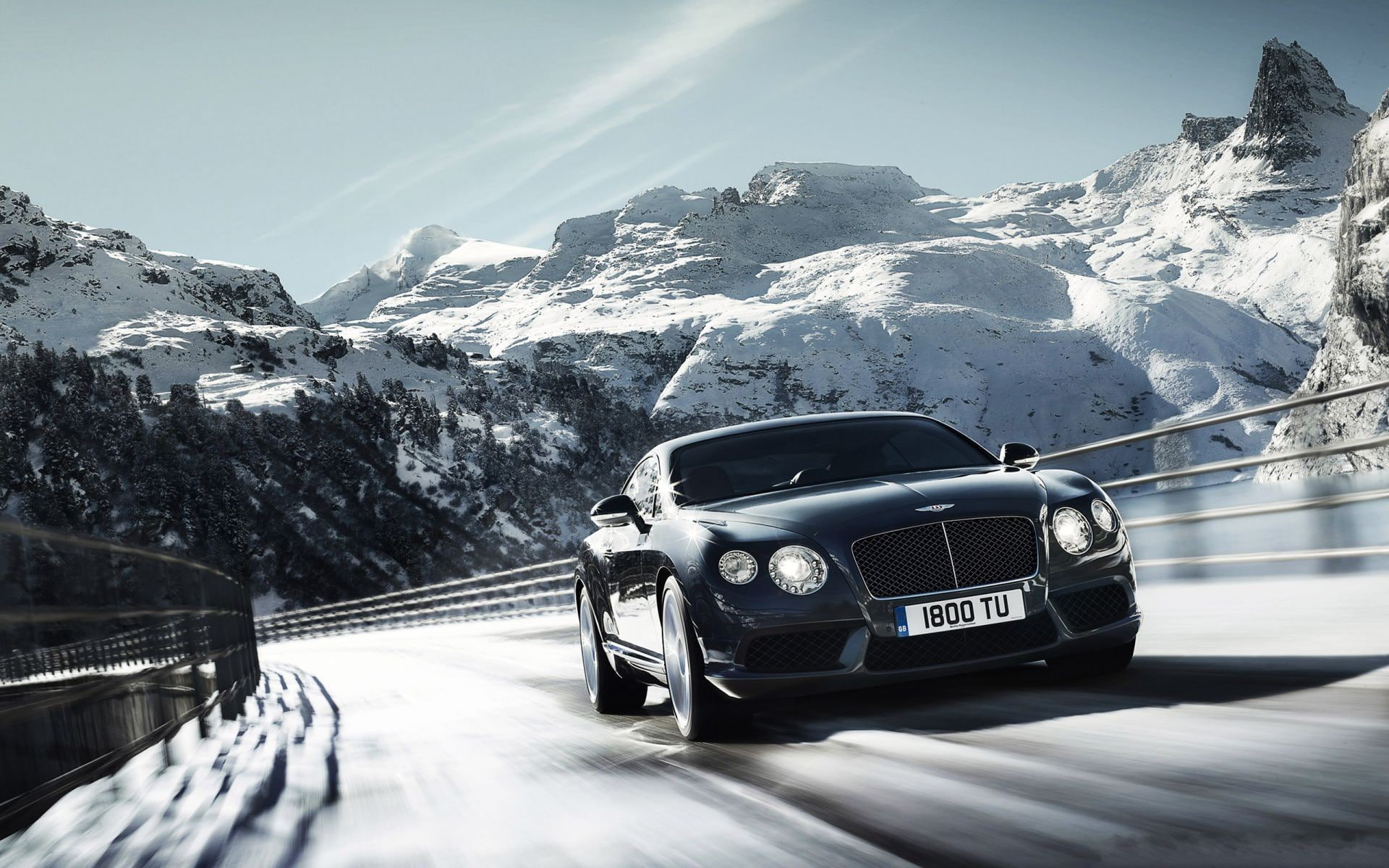 winter, Bentley, bridge, 1080P, mountains, HD Wallpaper
