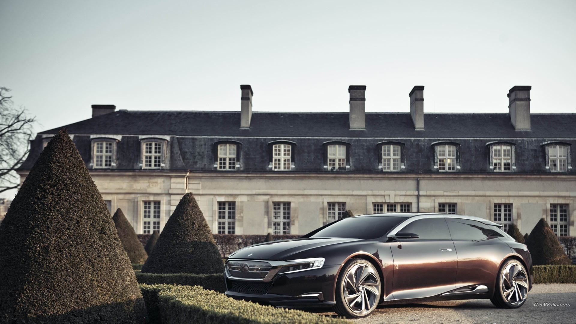 mode of transportation, luxury, city, benz, built structure, motor vehicle, transportation, building exterior, nature, retro styled, 1080P, Citroën, clear sky, HD Wallpaper