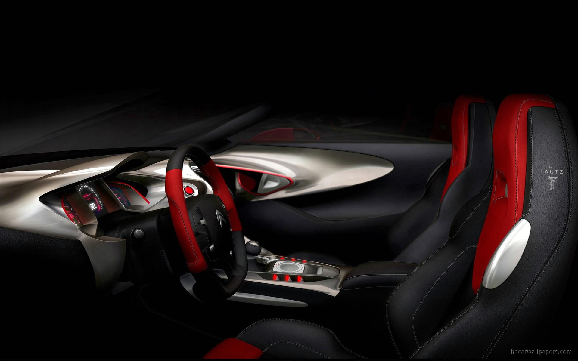 concept, cars, leather, red, seat, 2010, car, citroen, gqbycitroen, black, 1080P, HD Wallpaper