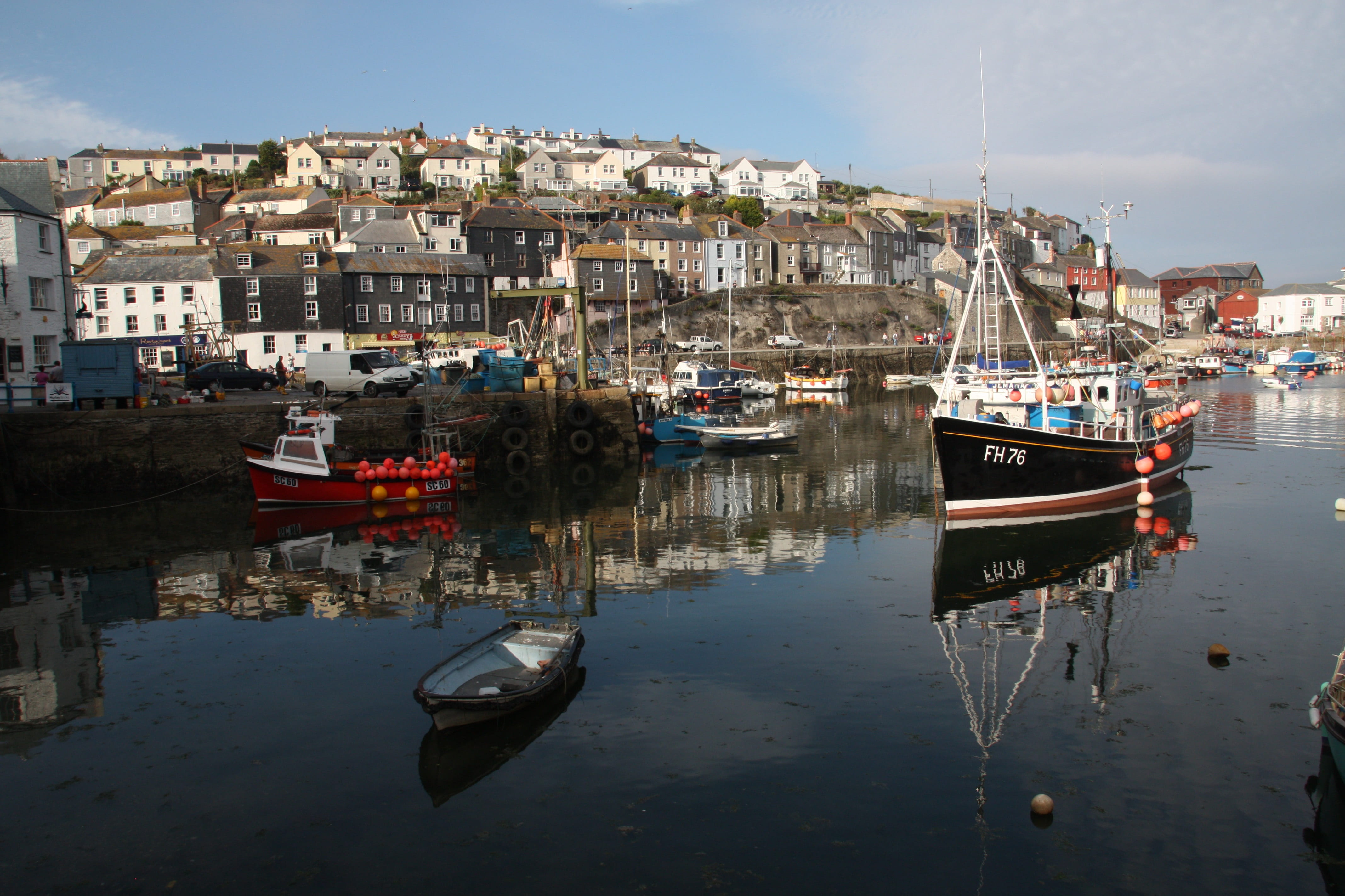residential district, no people, city, day, sea, black, 4K, town, moored, nature, yacht, cornwall, vessel, britain, dock, fishing, canal, transportation, HD Wallpaper
