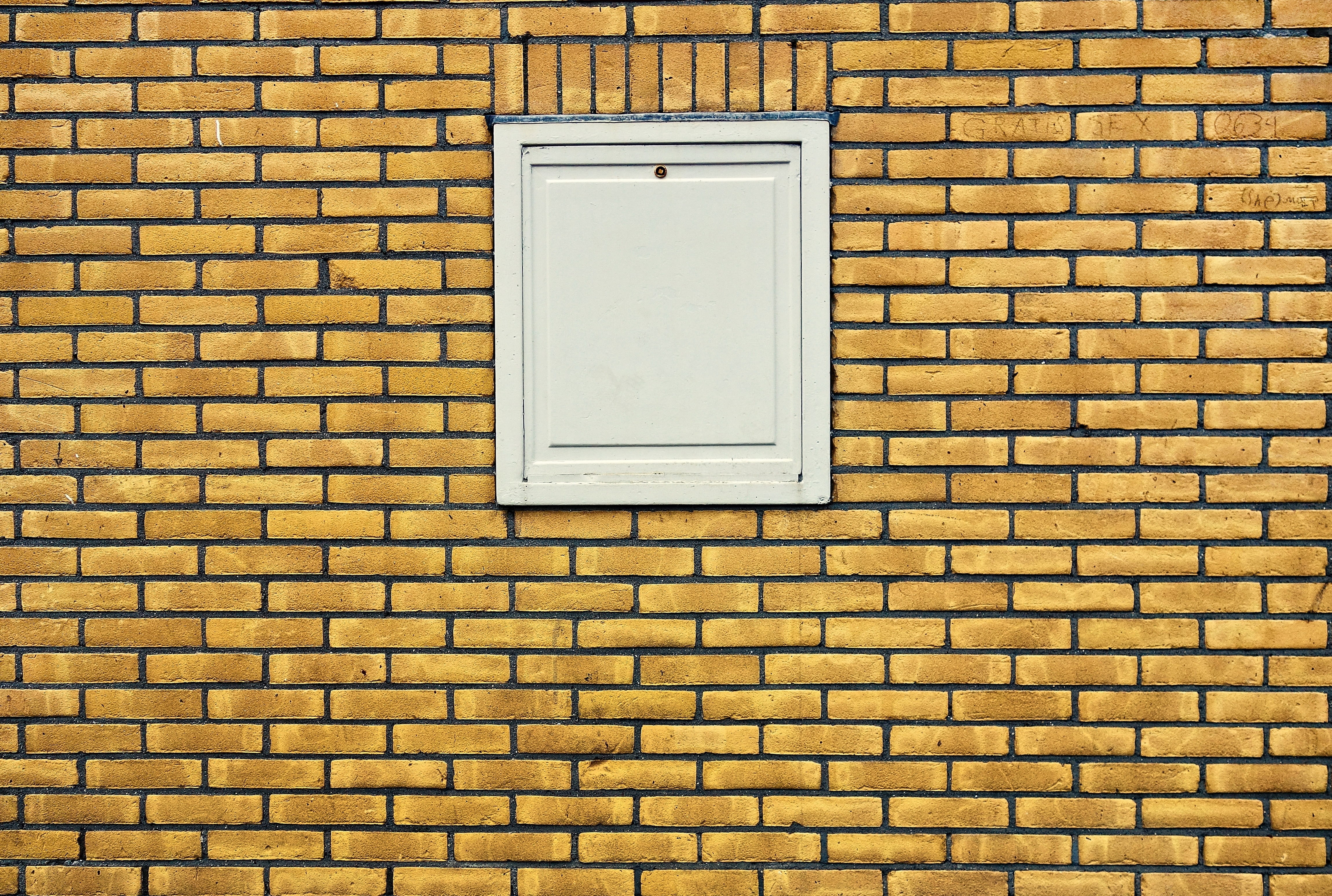 window, door, no people, brick backdrop, 4K, pattern, building, brown, textured, brick, day, brick background, closed, brick wall backdrop, structure, HD Wallpaper