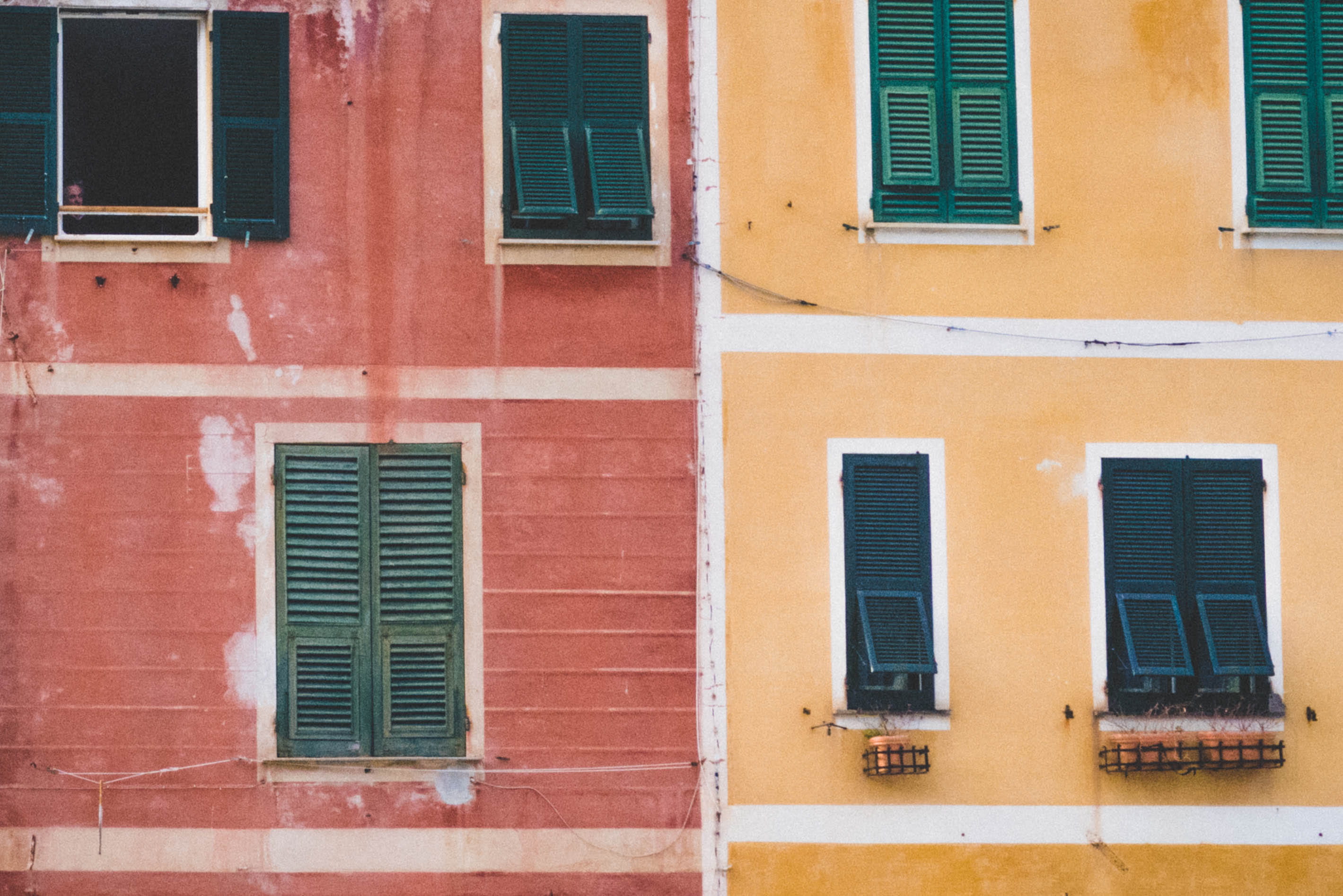 color, concrete, building, window frame, house, window, high, backgrounds, rise, yellow, built structure, residential district, green, selective, shutter, HD Wallpaper