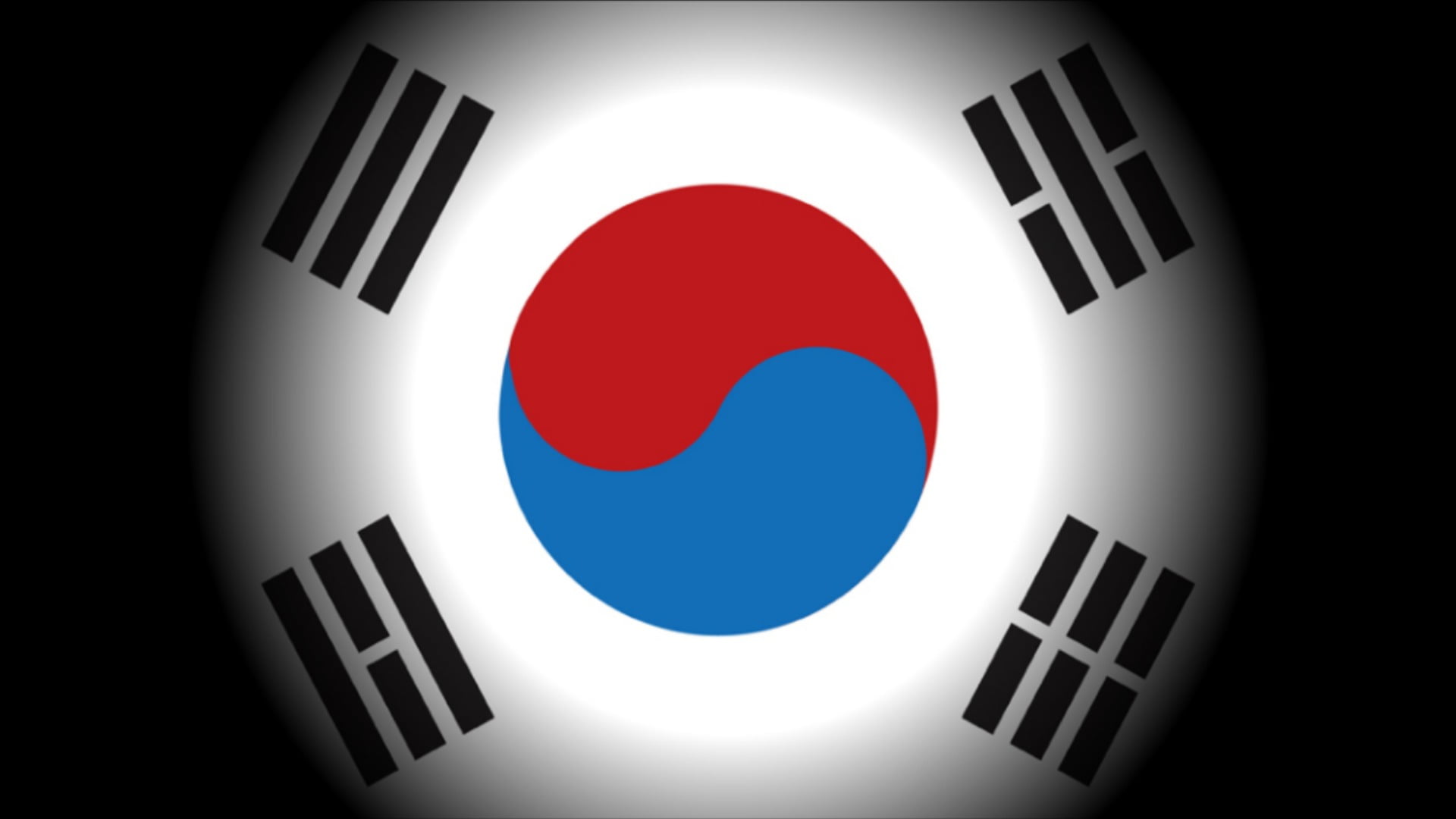 blue, flag, creativity, Taegeukgi, glowing, black background, studio shot, black, no people, shape, white color, symbol, South Korea, geometric shape, sign, HD Wallpaper