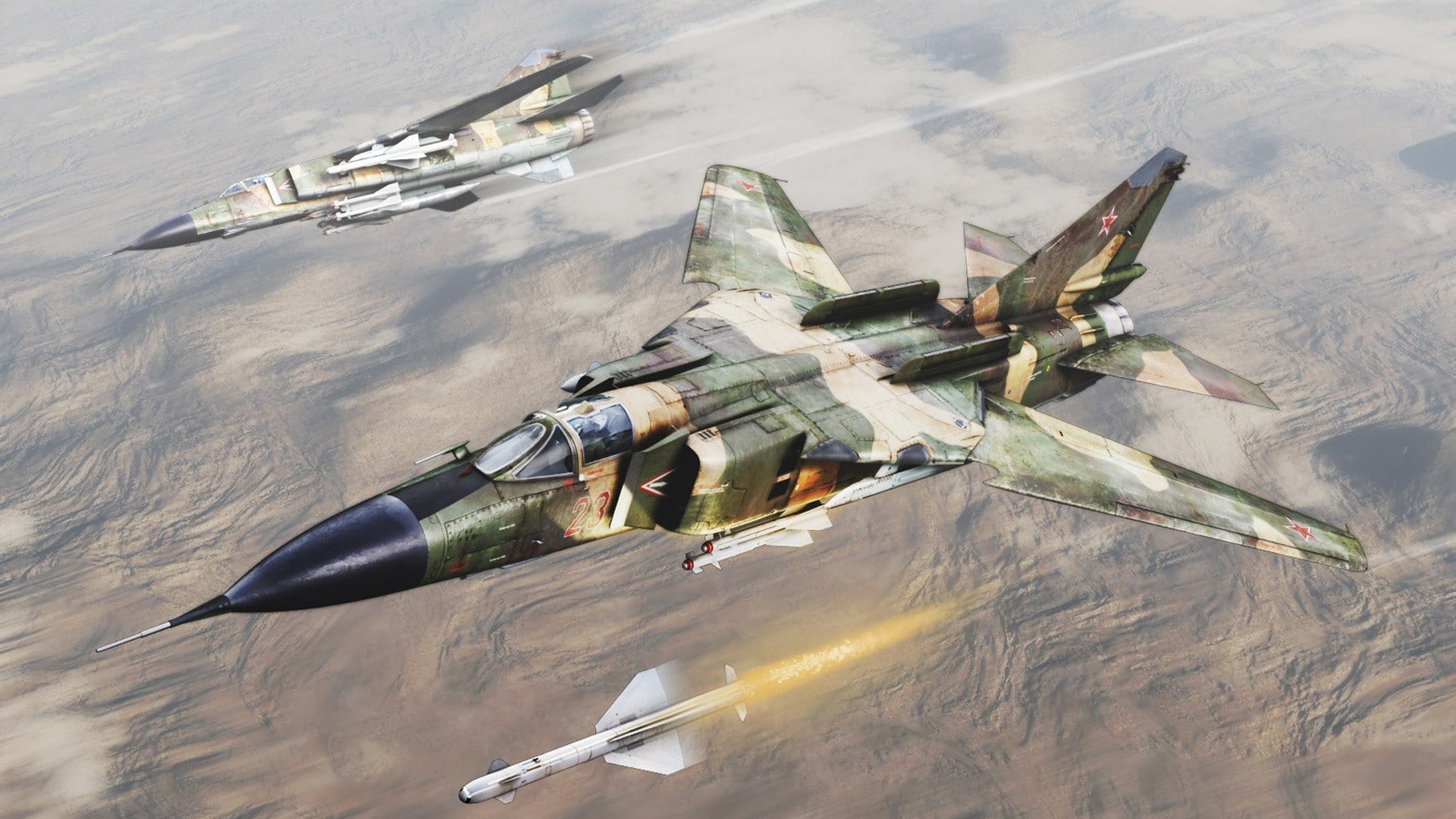 flying, military, aerospace industry, mode of transportation, day, transportation, army, nature, Mikoyan MiG-27, conflict, motion, high angle view, outdoors, HD Wallpaper