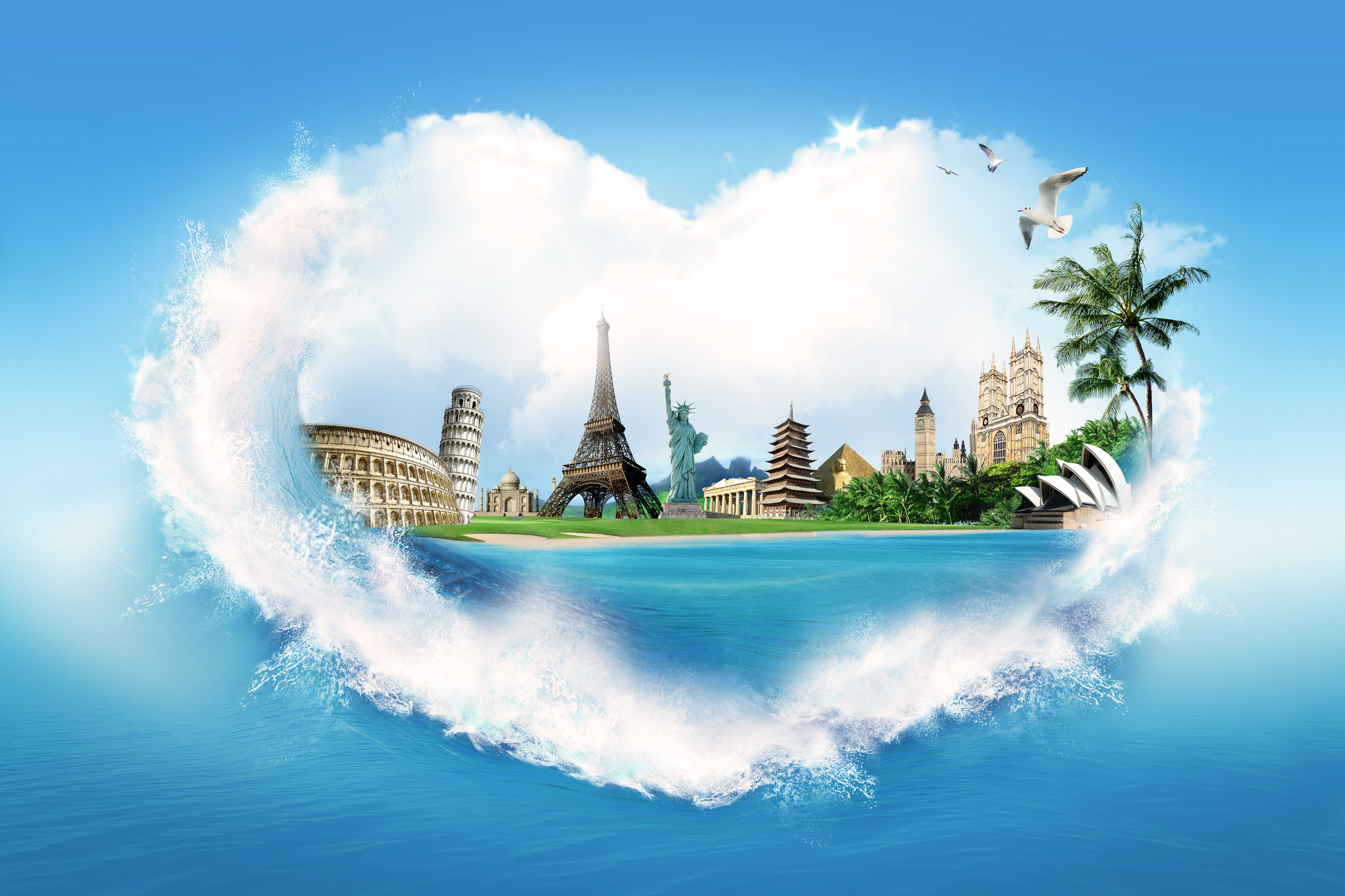 luxury, vacations, landmarks, summer, nature, no people, the statue of liberty, urban Scene, assorted, cultures, blue, nautical Vessel, tourism, cloud - Sky, HD Wallpaper