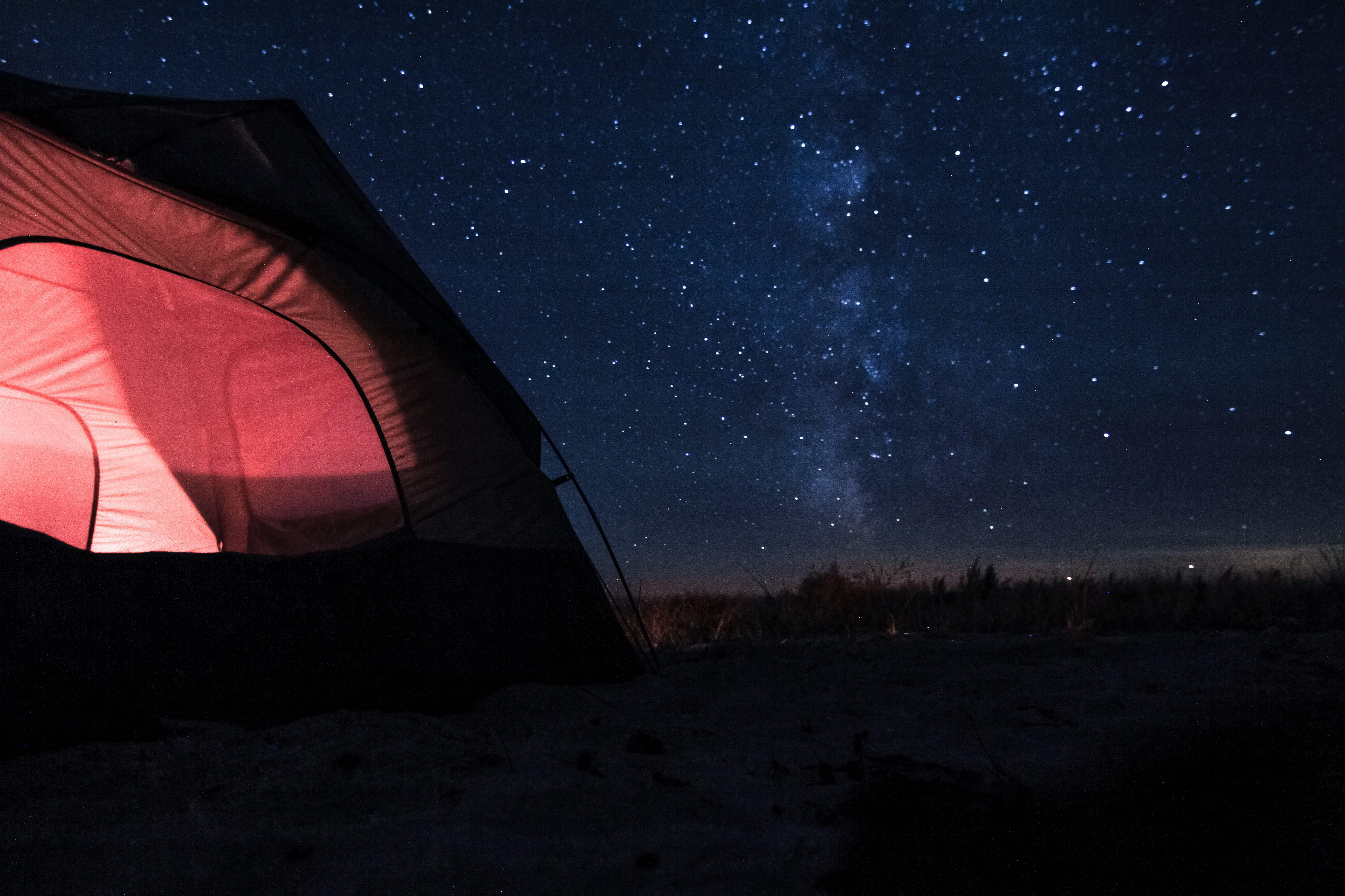 star field, tent, blue, camping, nature, nighttime, stars, night sky, no people, star, tranquility, starry, 5K, astronomy, dusk, space, exploration, dark, HD Wallpaper