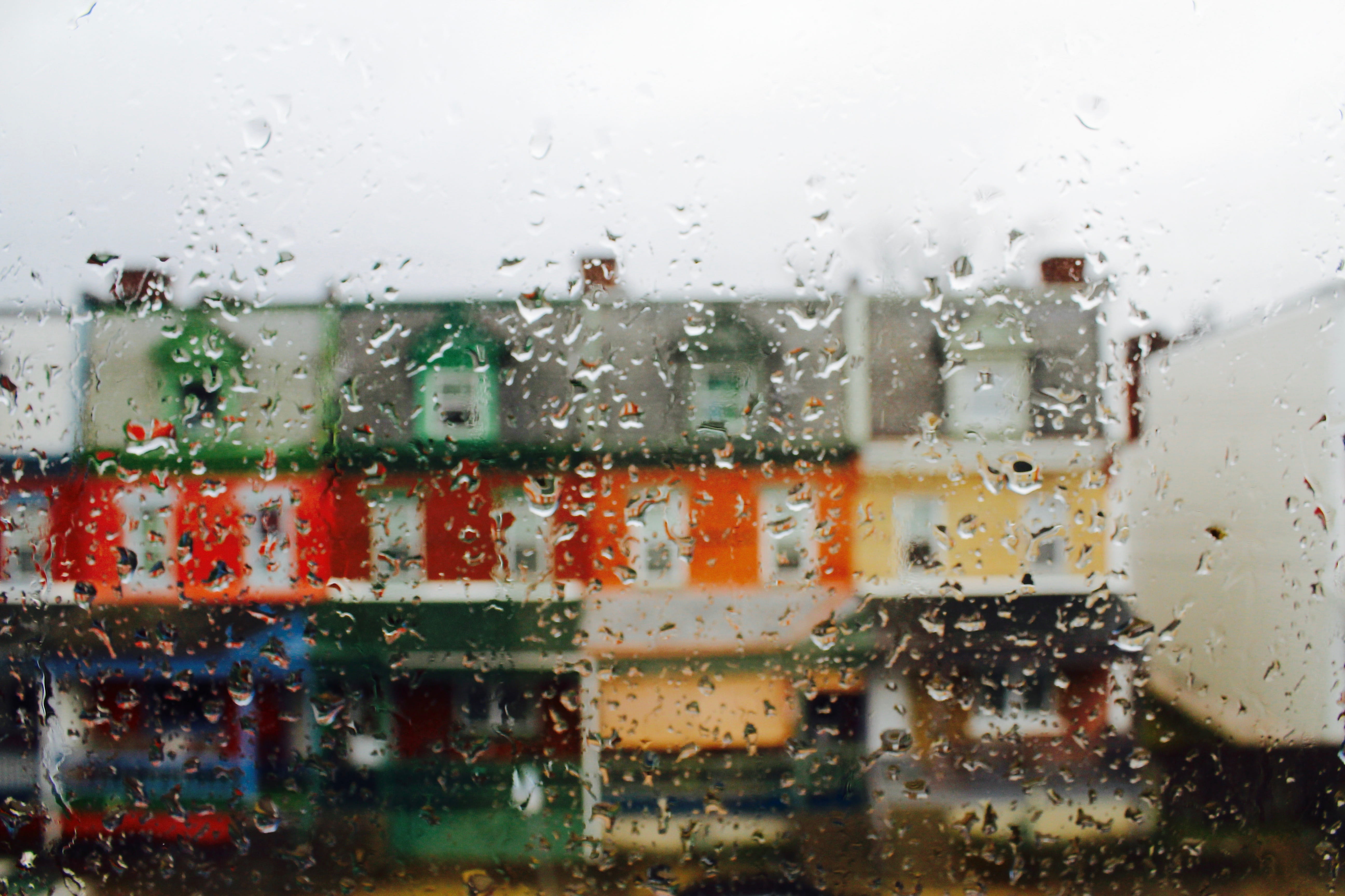 united states, raindrop, rainy season, houses, pittsburgh, transparent, sky, no people, close-up, background, glass, color, day, winter, glass - material, HD Wallpaper