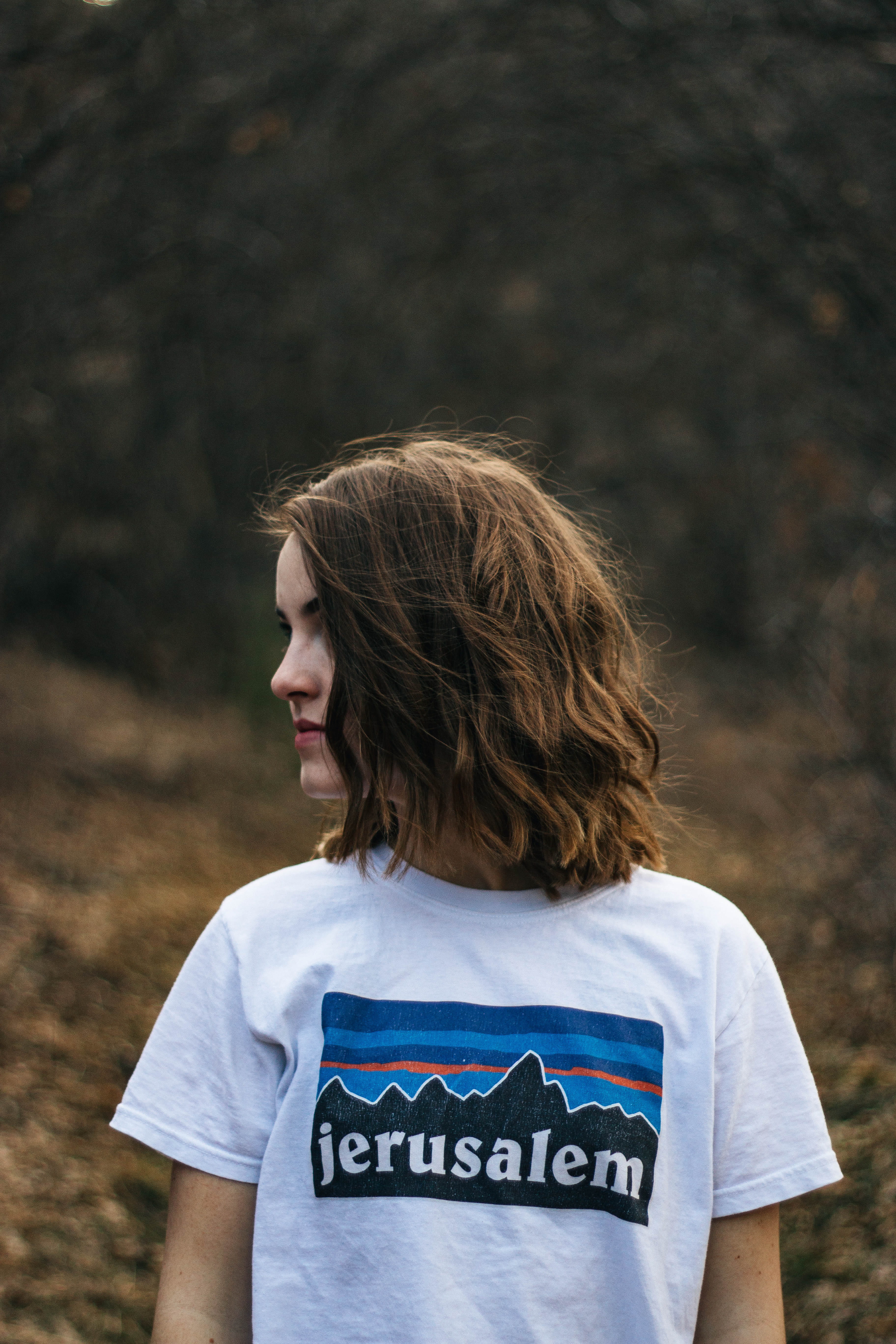 women, young women, long hair, outdoors, one person, brown hair, lifestyles, photography, looking, shirt, young adult, 50mm, waist up, jerusalem, tree, Phone HD Wallpaper