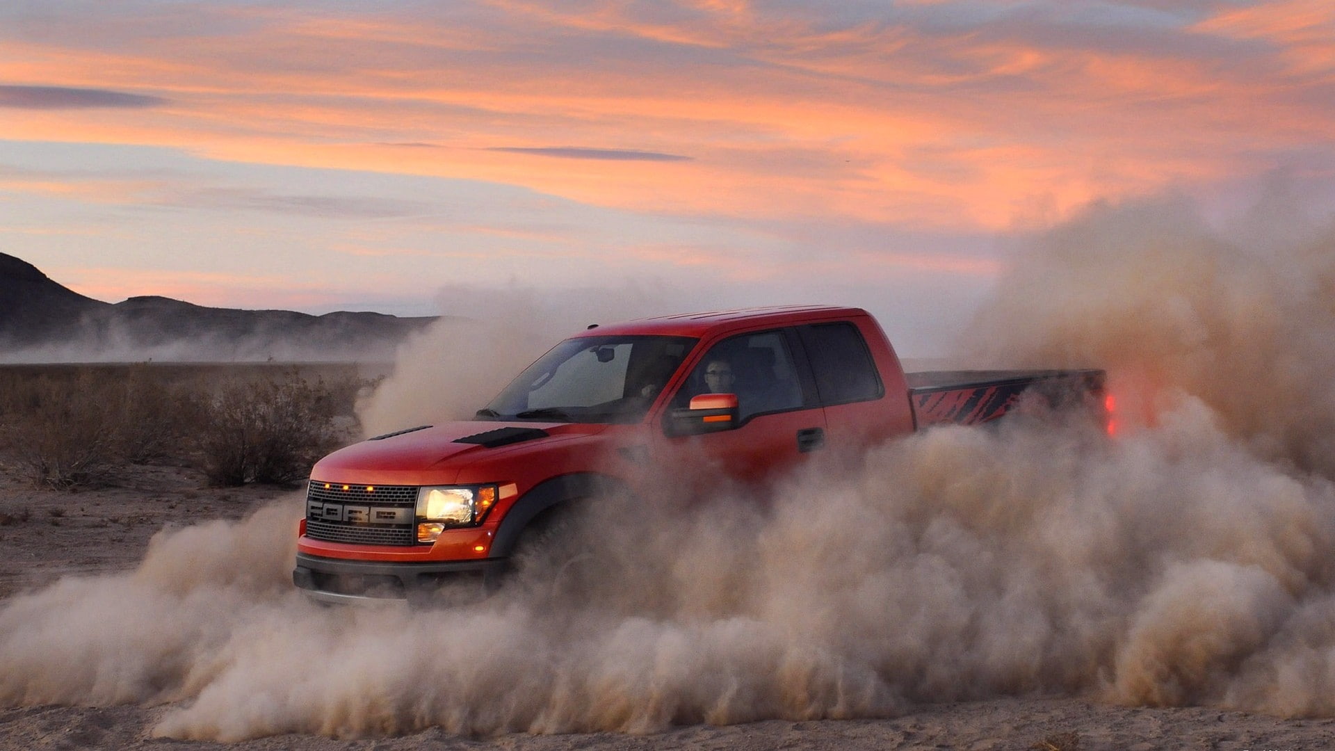 1080P, cab, red, cars, raptor, single, ford, hd, dust, HD Wallpaper