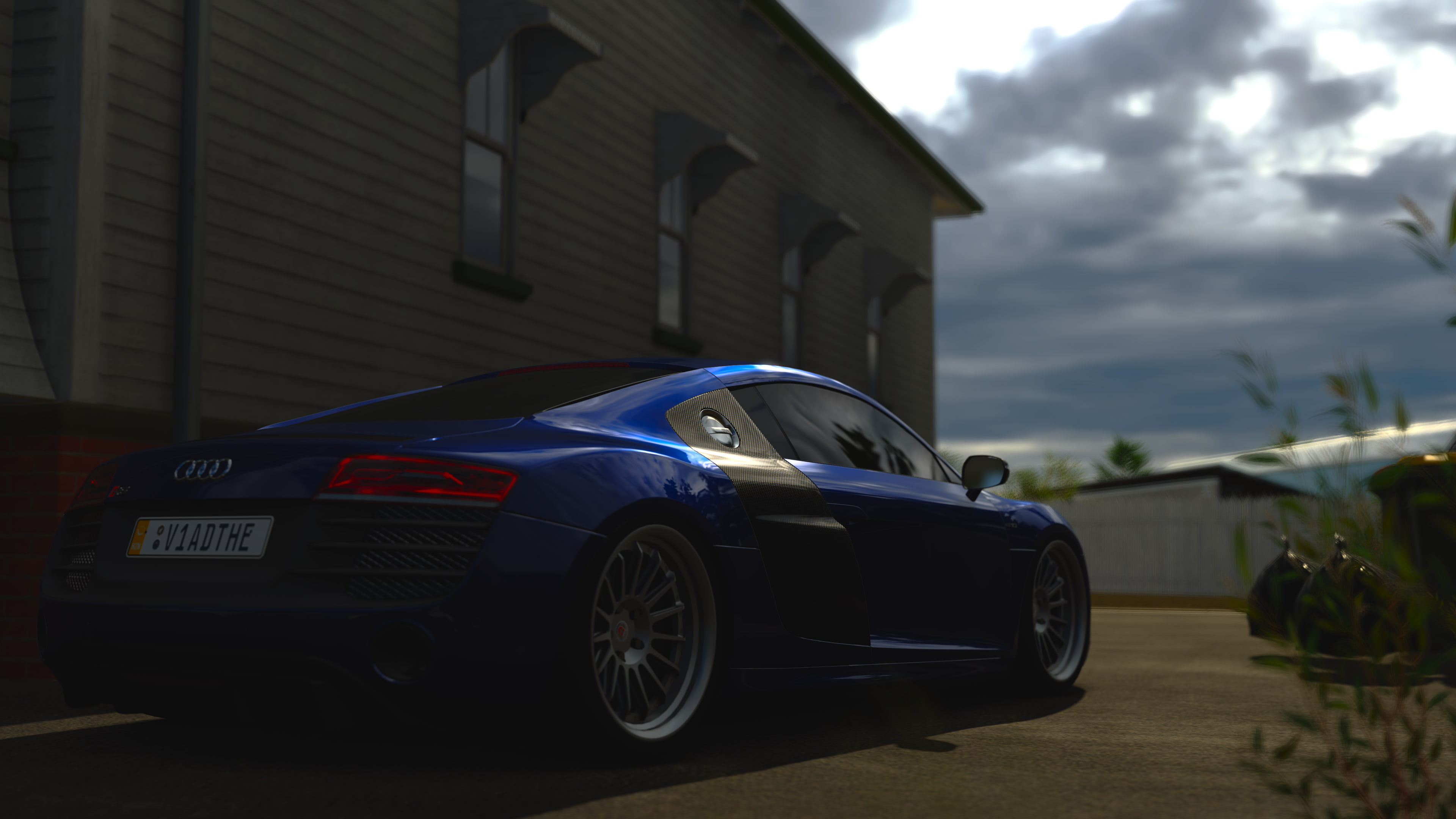 transportation, building, forza horizon 3, nature, wheel, day, luxury, outdoors, building exterior, car, 4K, no people, sky, land vehicle, house, video games, HD Wallpaper