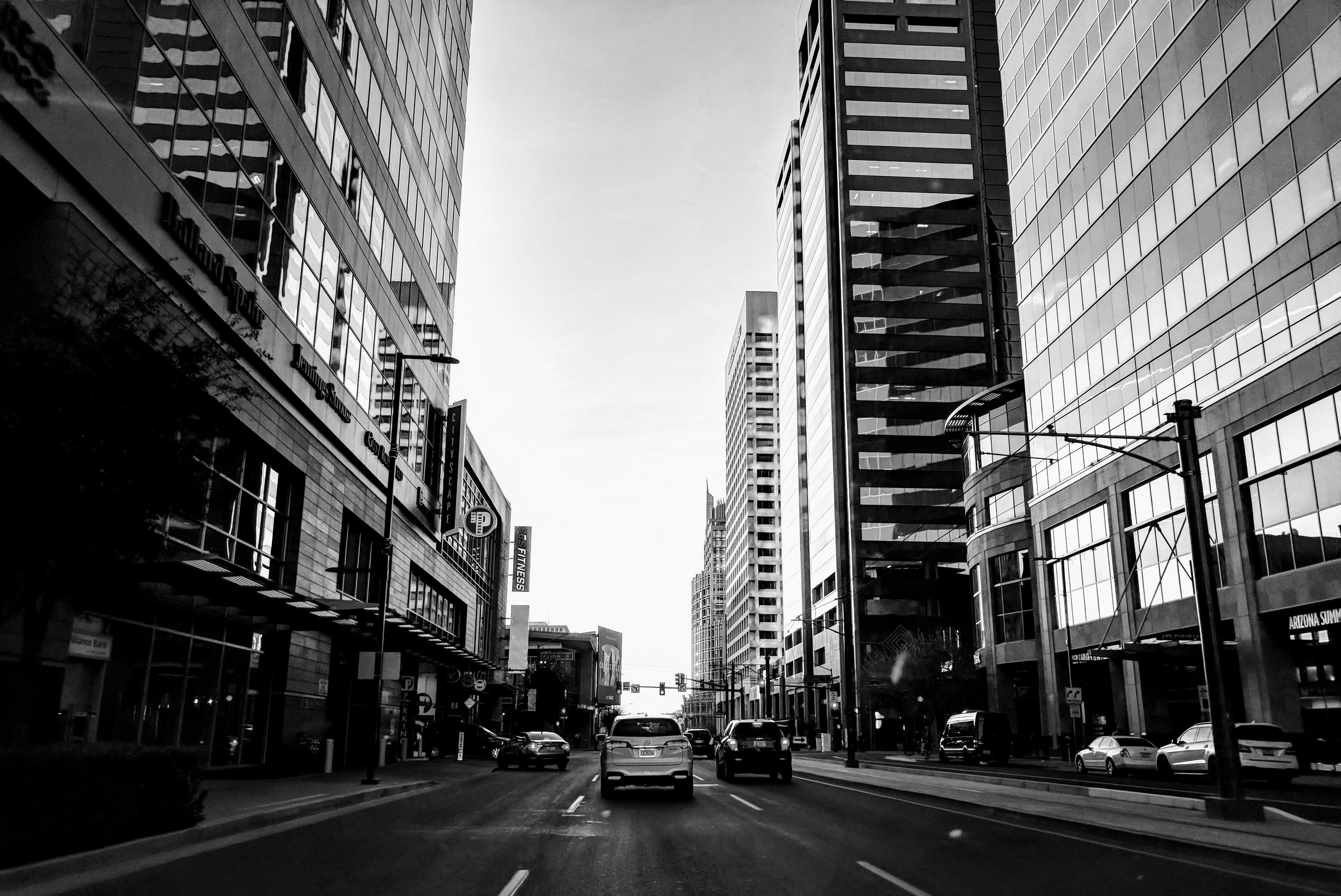 the way forward, skyscraper, building exterior, city, 4K, street, mode of transportation, phoenix, transportation, building, motor vehicle, built structure, HD Wallpaper