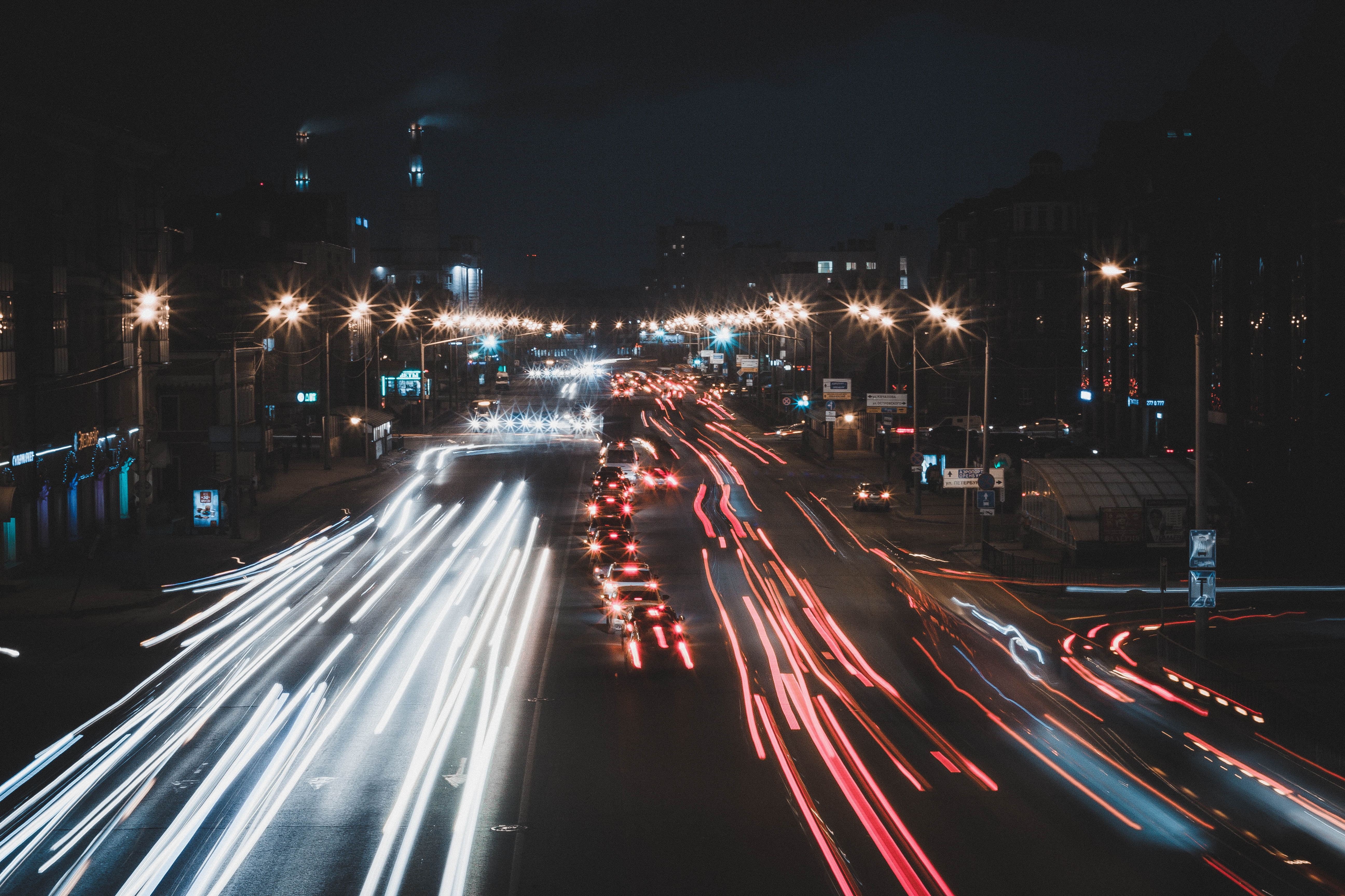 long Exposure, downtown District, city Life, mode of Transport, speed, urban Skyline, architecture, light - Natural Phenomenon, city street, street, travel, HD Wallpaper