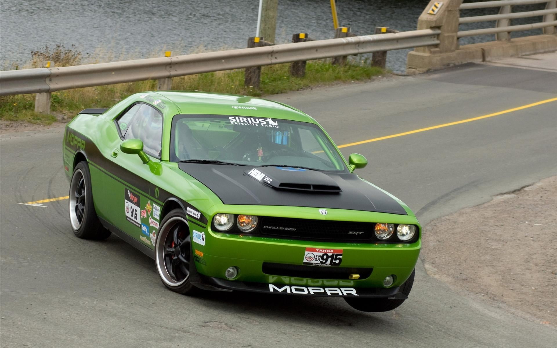 green color, stationary, text, western script, city, transportation, coupe, motion, high angle view, car, no people, 1080P, dodge, road, motor vehicle, HD Wallpaper