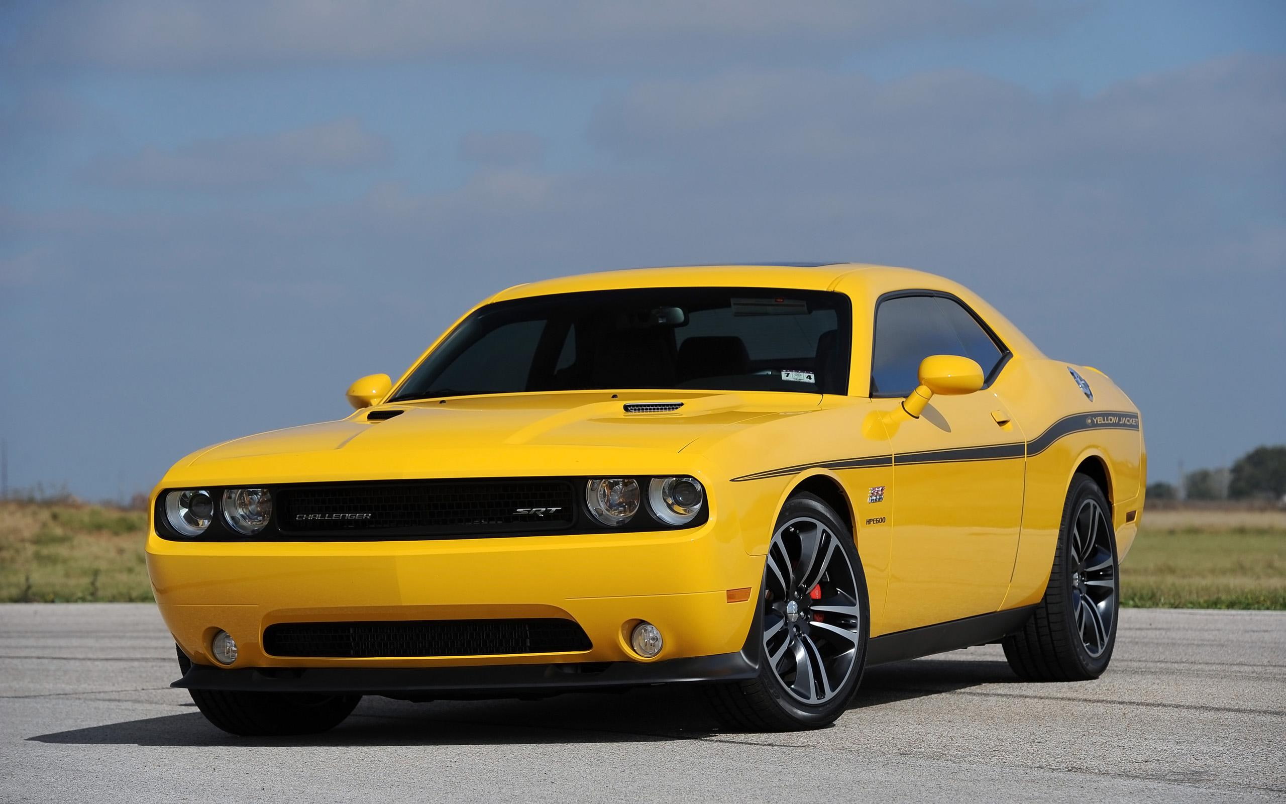 challenger, yellow, dodge, 2013, 2K, srt8, hennessey, ford, hpe600, hpe, mustang, srt, cars, HD Wallpaper