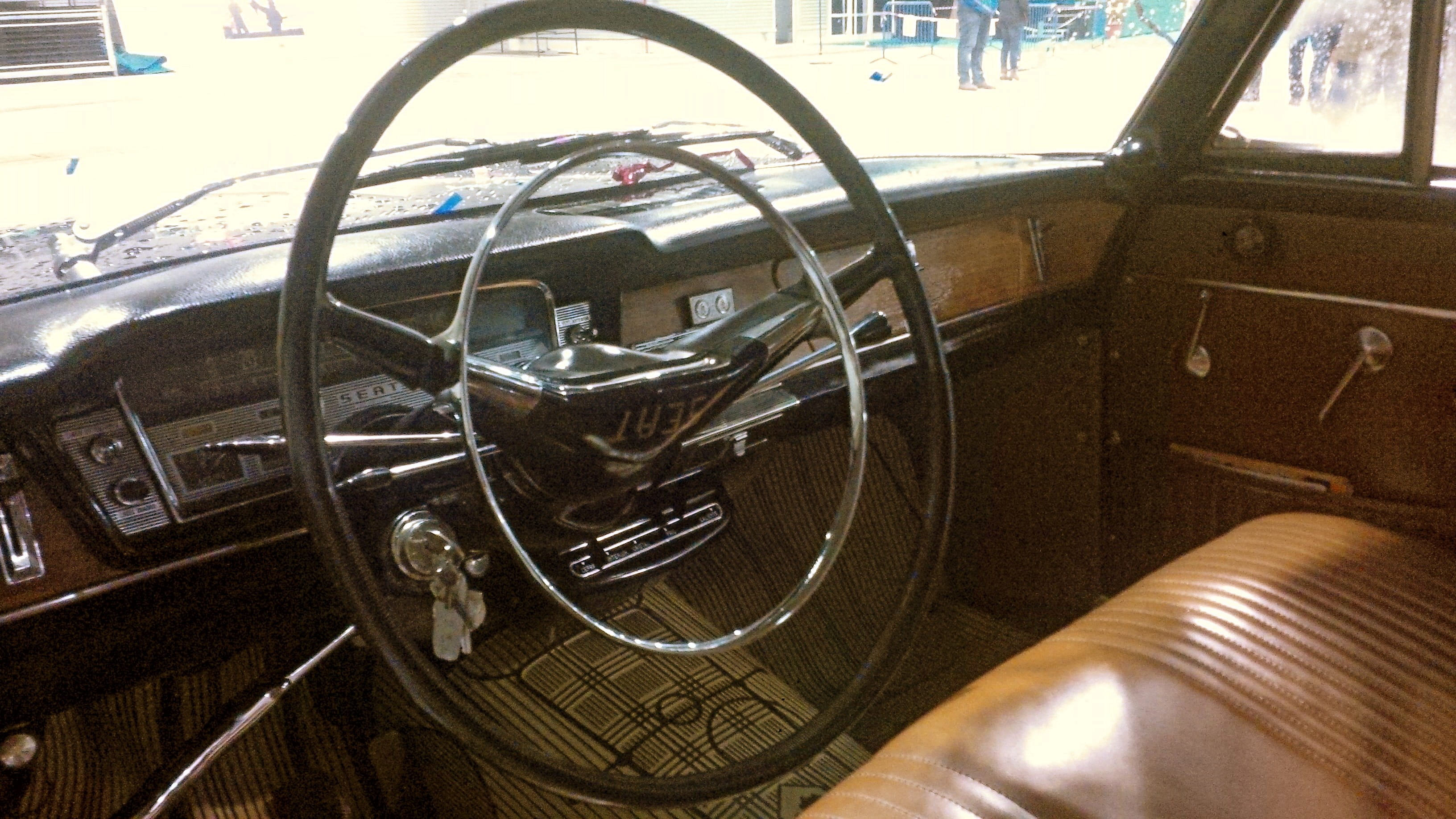 steering wheel, 2K, day, años 50, retro styled, seat, reflection, glass - material, coches antiguos, mode of transportation, no people, silleda, indoors, HD Wallpaper