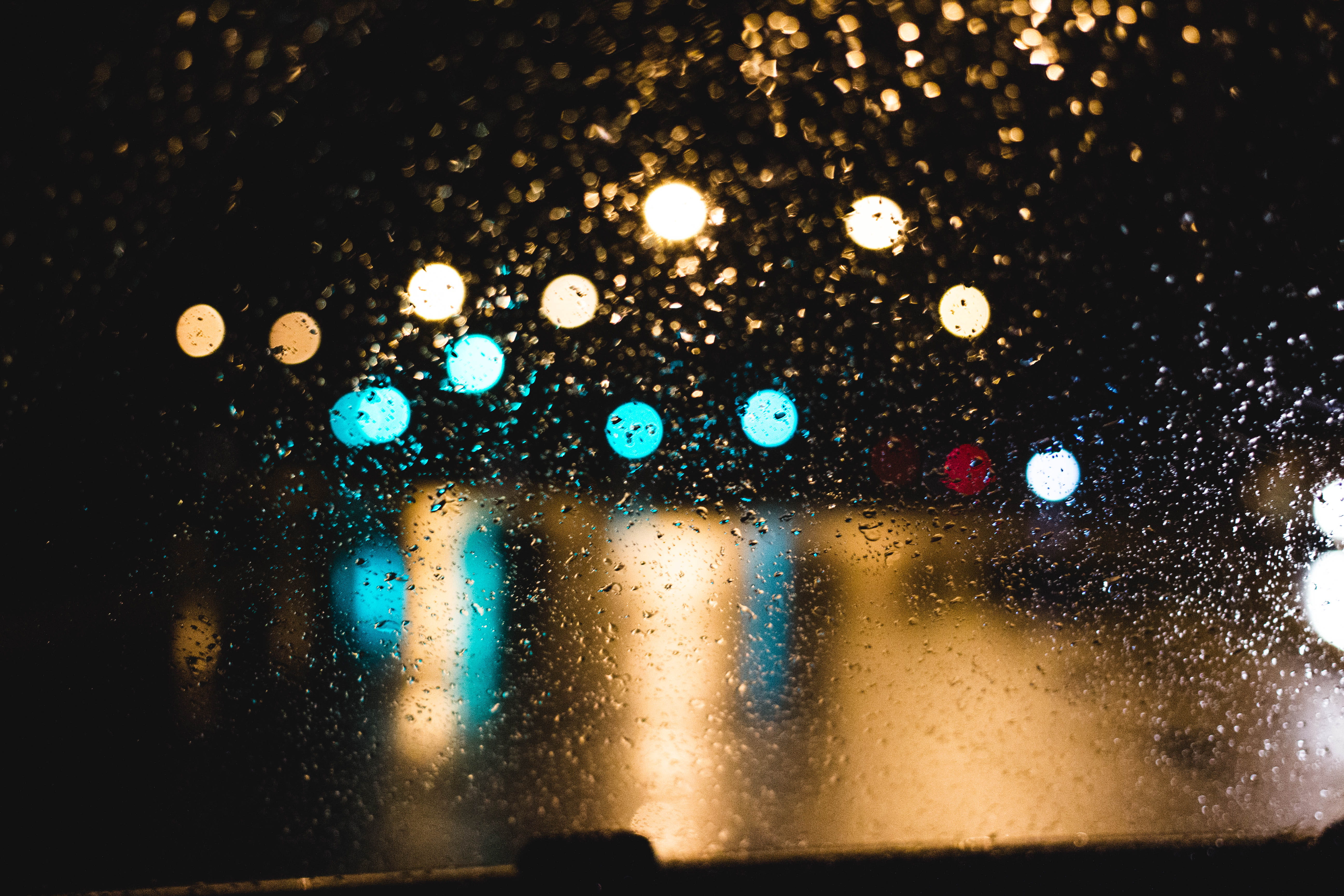rainy background, windscreen, wet, motor vehicle, night, window, light, illuminated, lights, background, indoors, glass, close-up, green, land vehicle, HD Wallpaper
