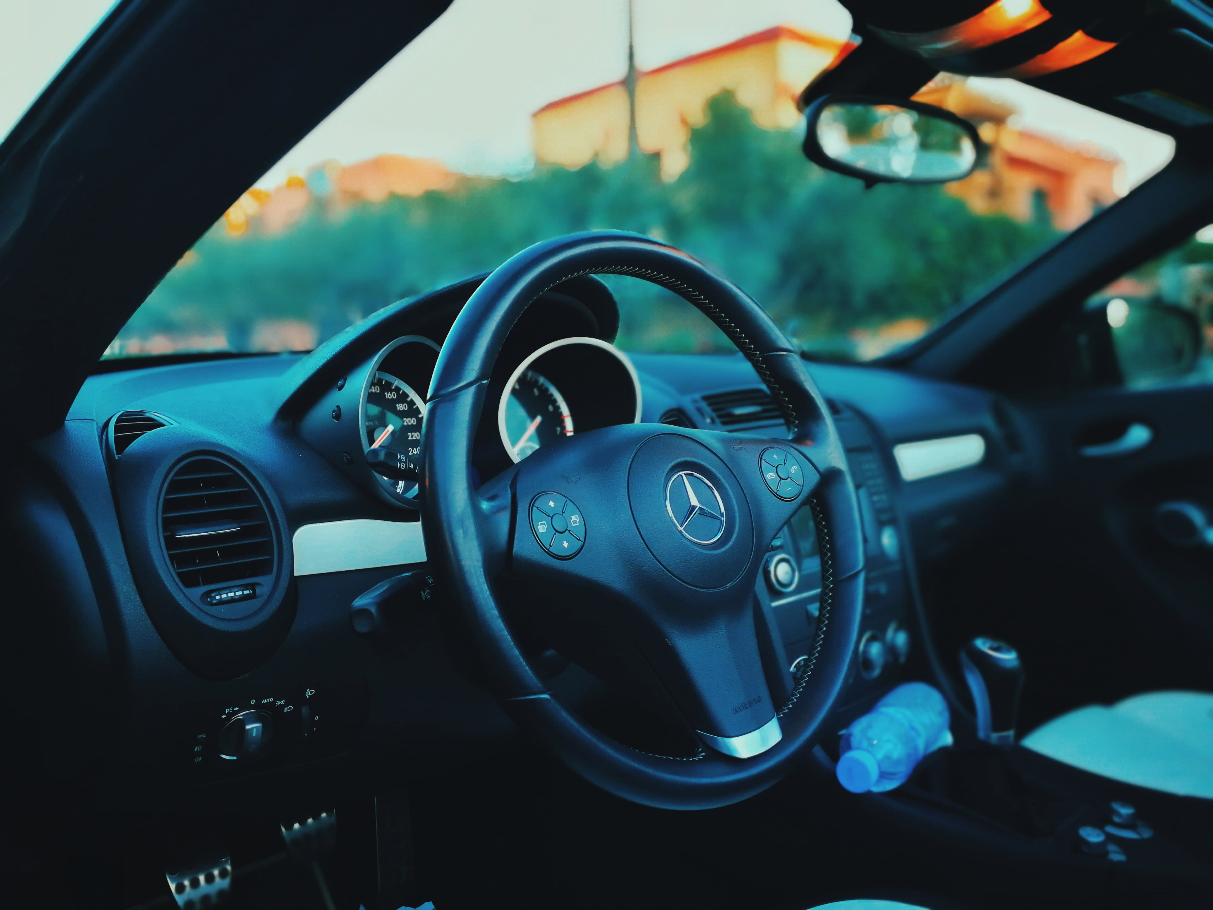 dashboard, windshield, control panel, luxury, vehicle interior, wheel, car interior, rear-view mirror, mercedes, speedometer, motor vehicle, steering, focus on foreground, HD Wallpaper